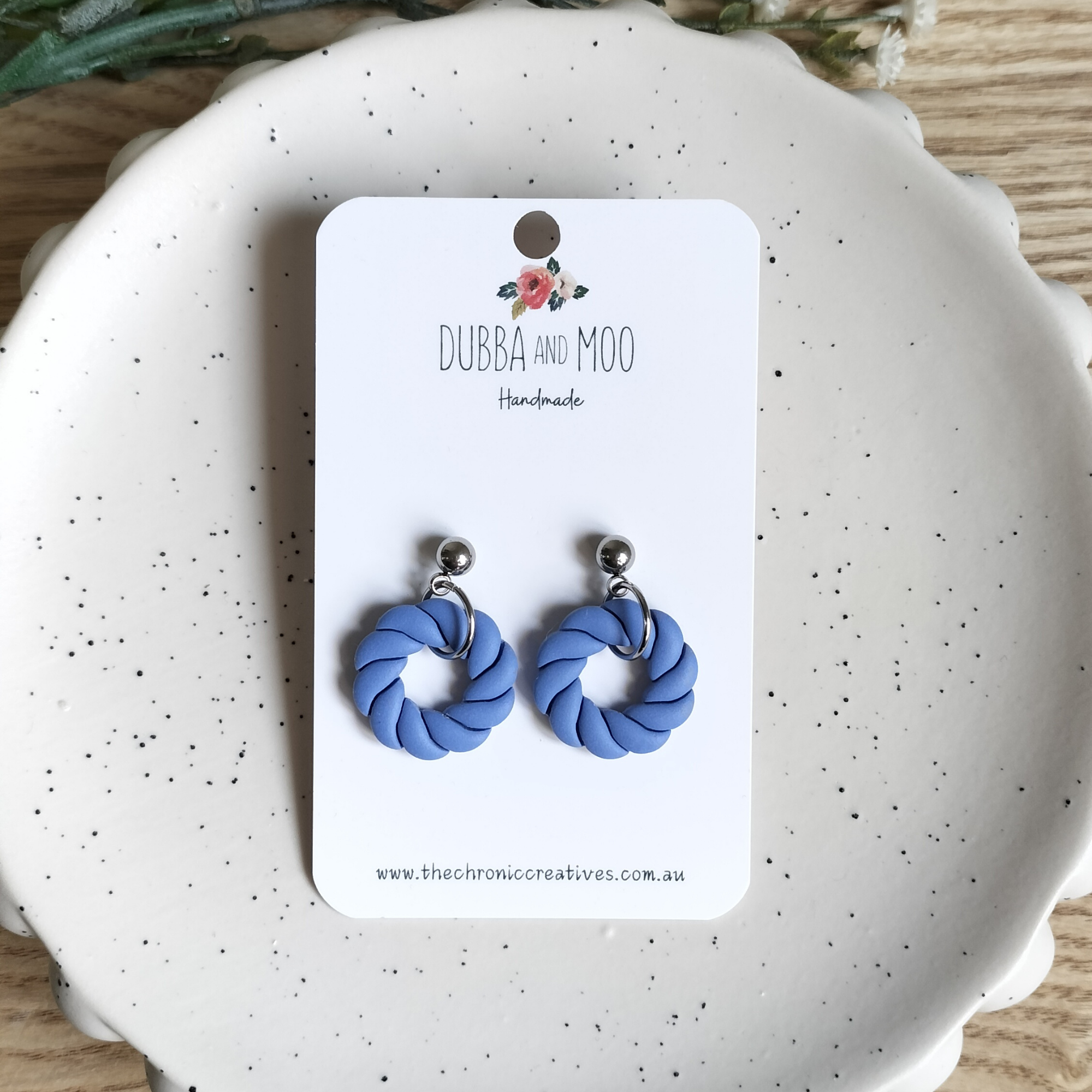 Round Twist Polymer Clay Dangle Earrings - Assorted Styles