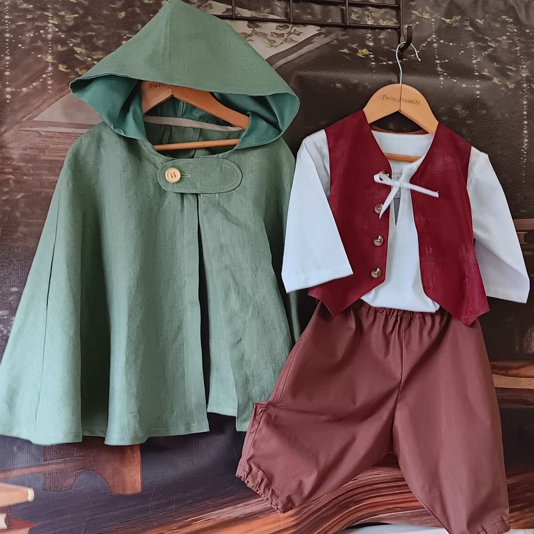 Infants Hobbit Costume: Cape, Vest, Shirt & Britches - Sizes 0-2