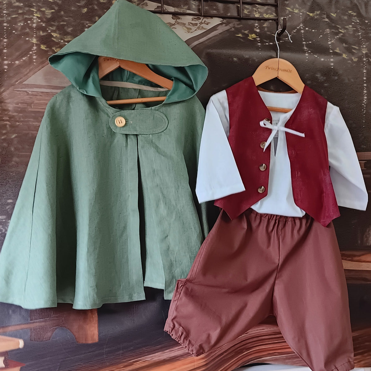 Infants Hobbit Costume: Cape, Vest, Shirt & Britches - Sizes 0-2