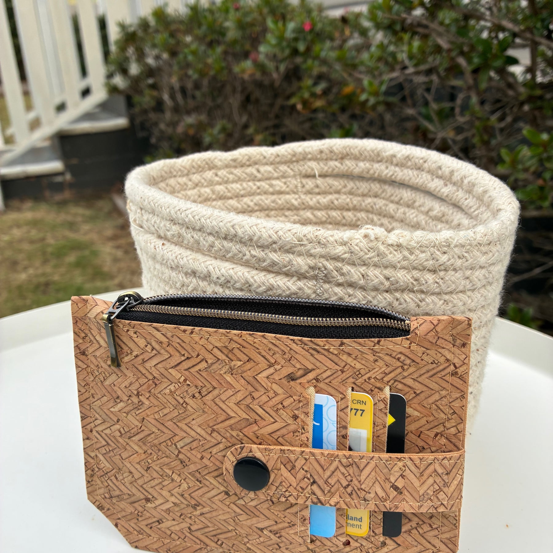 Portuguese Herringbone natural cork with black snap