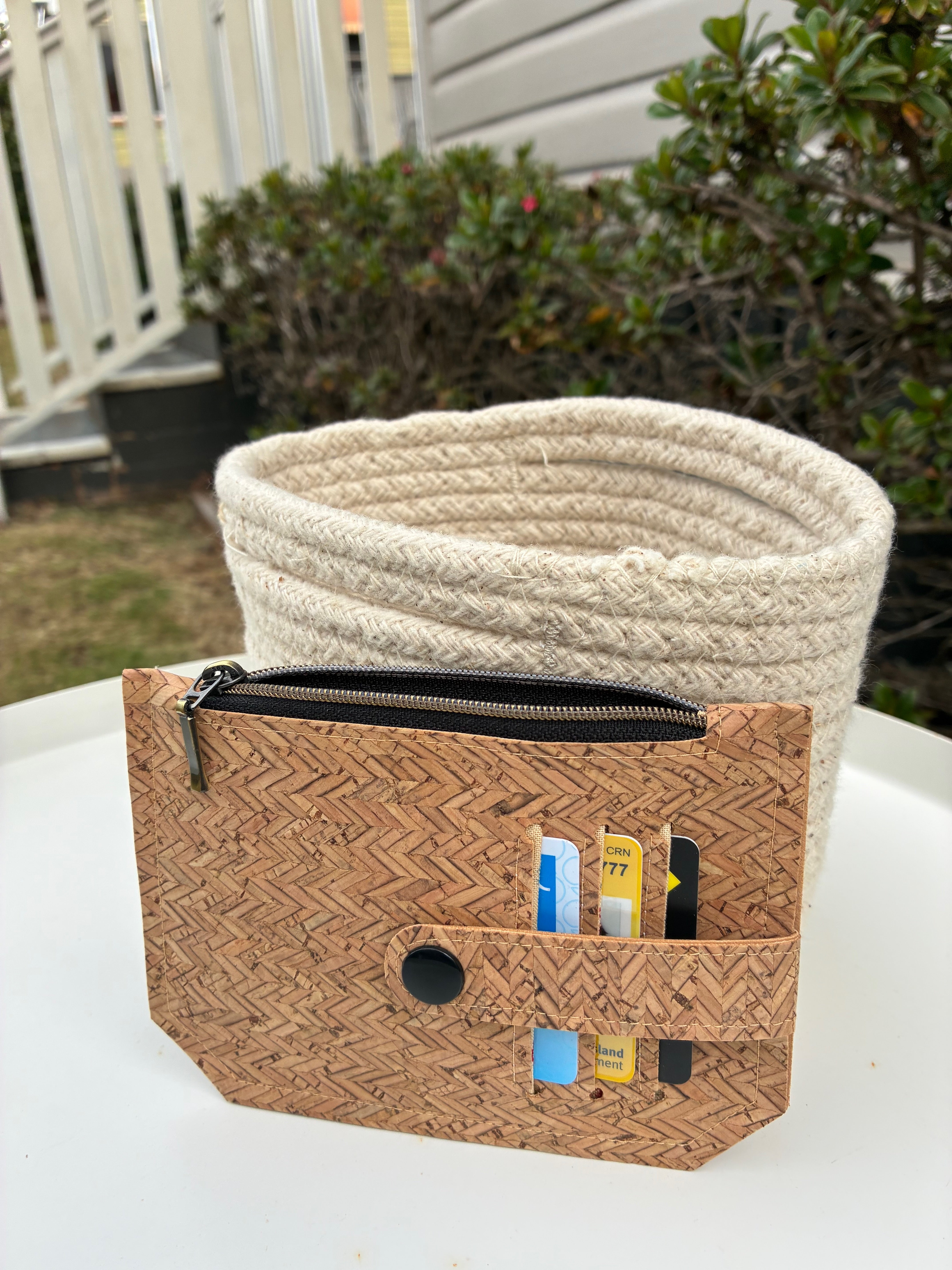 Portuguese Herringbone natural cork with black snap