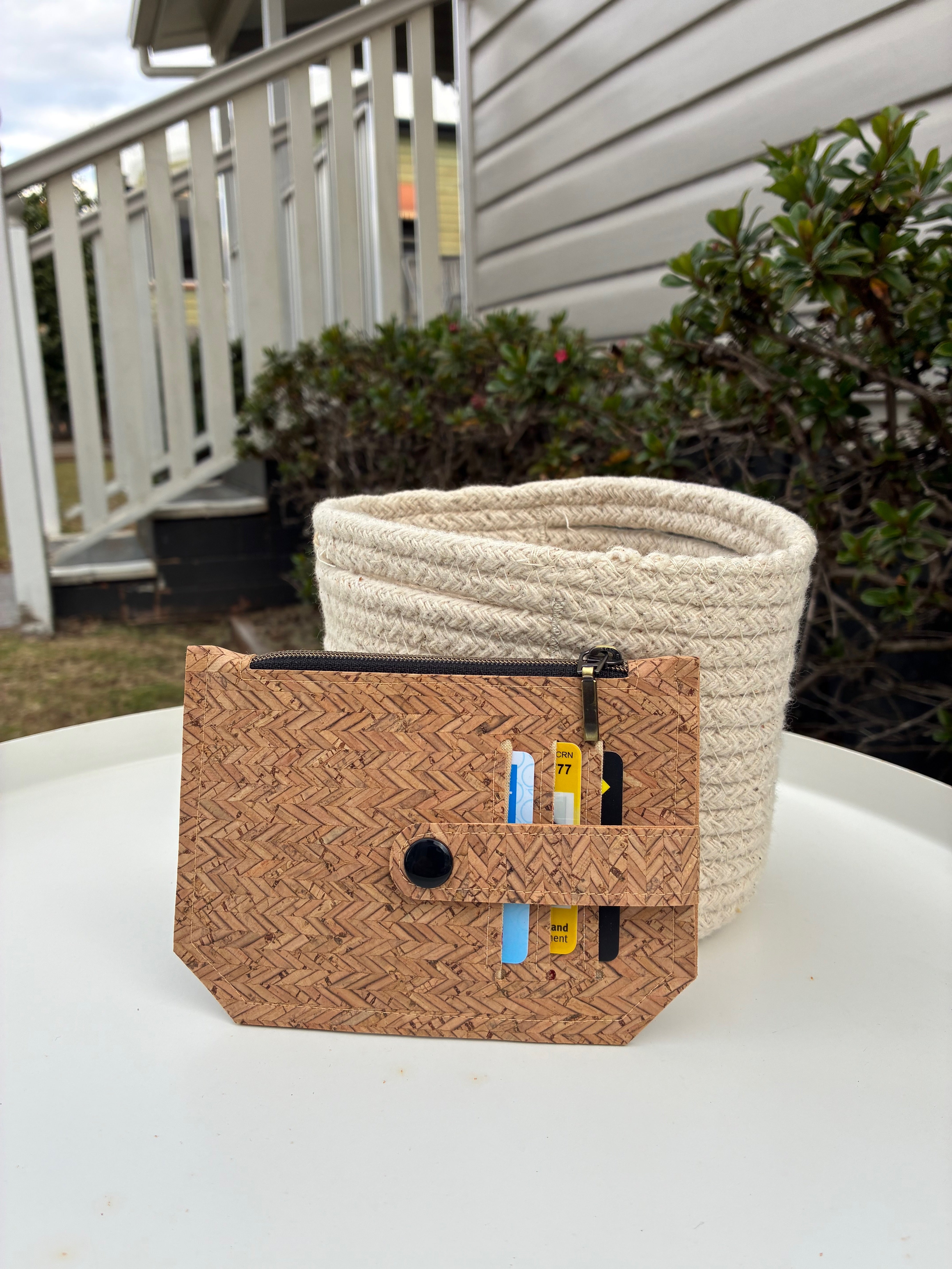 Portuguese Herringbone natural cork with black snap