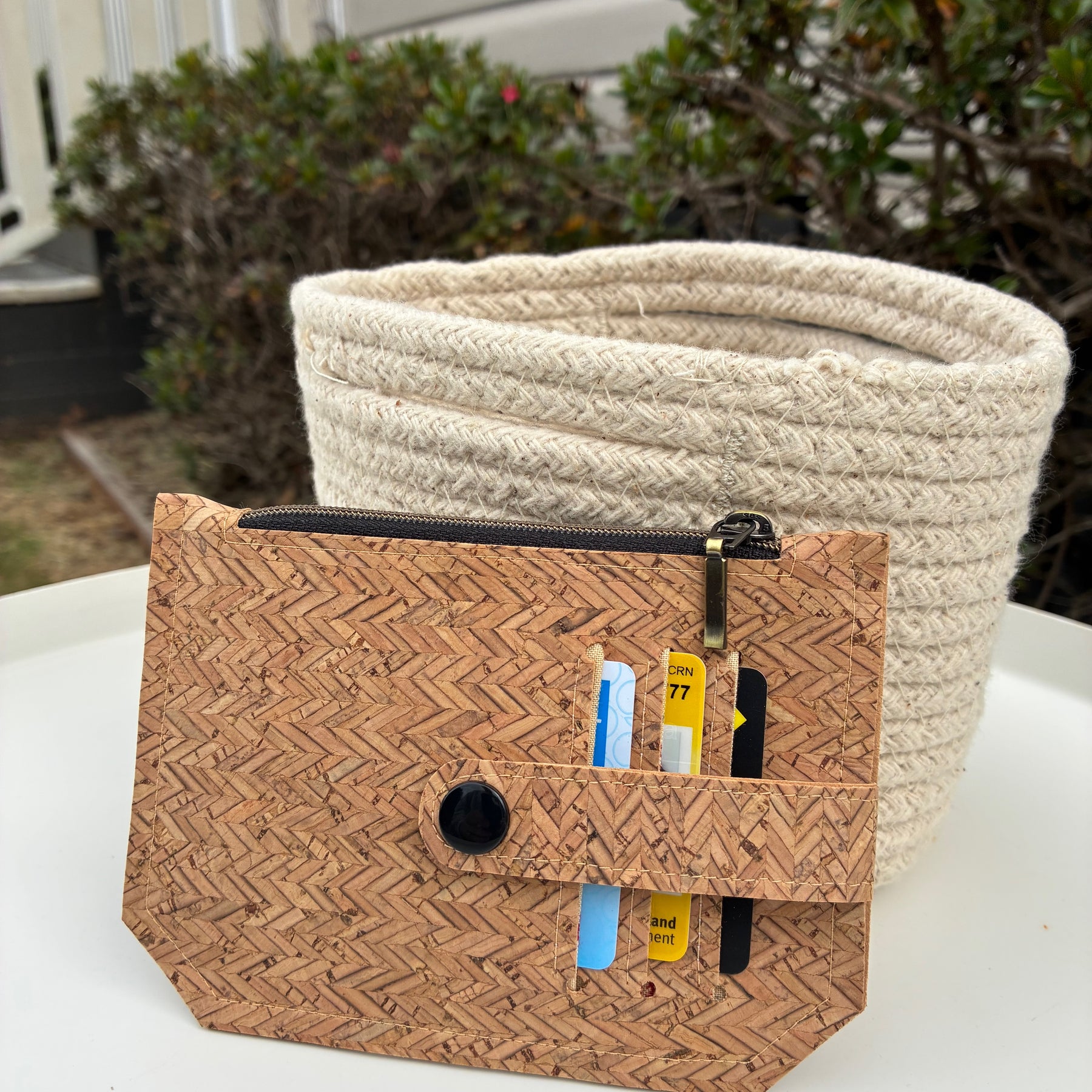 Portuguese Herringbone natural cork with black snap