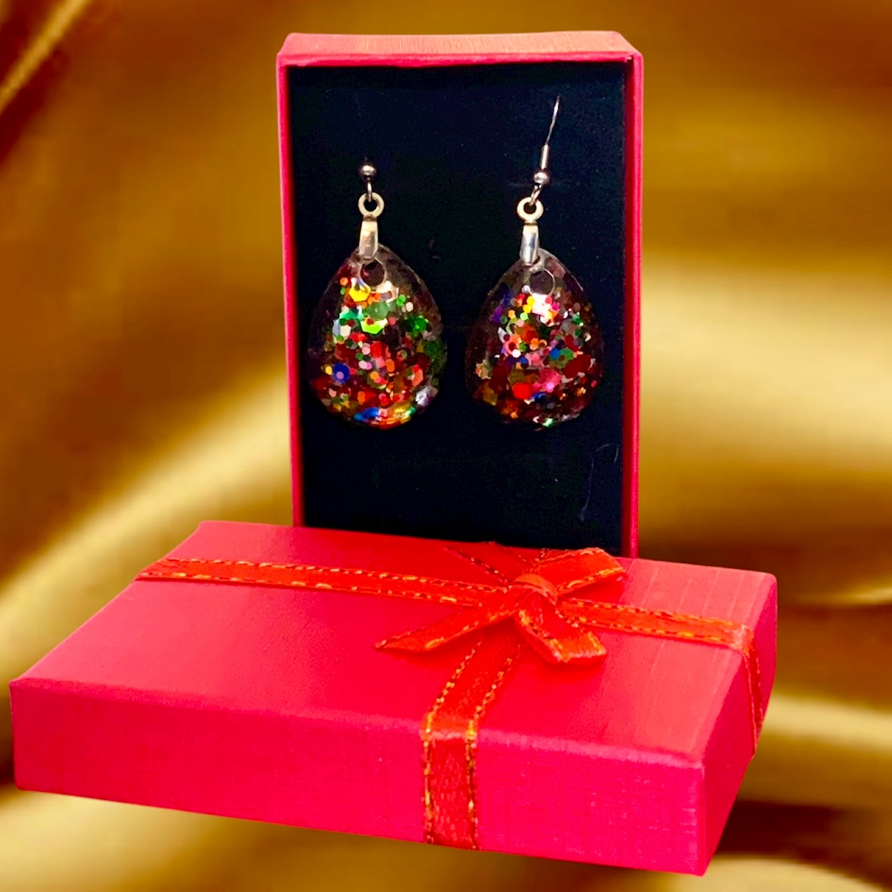 Confetti Teardrop Dangle Earrings