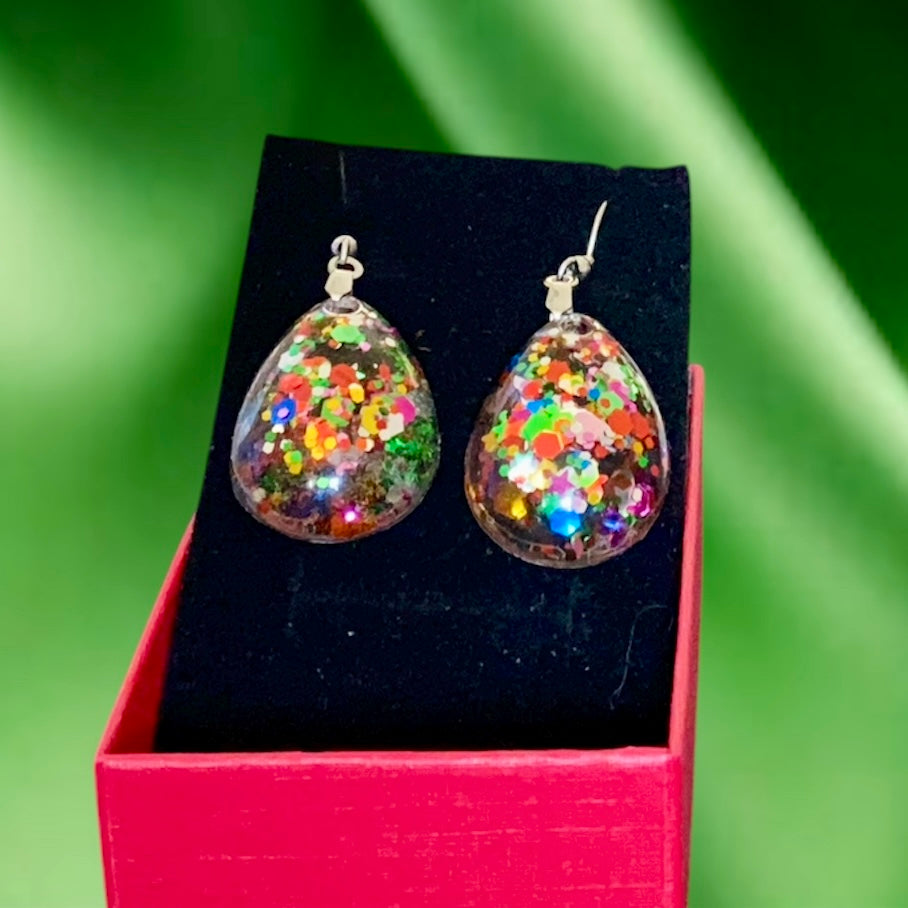 Confetti Teardrop Dangle Earrings