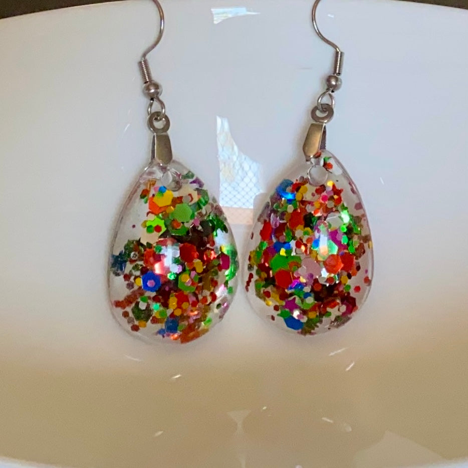 Confetti Teardrop Dangle Earrings