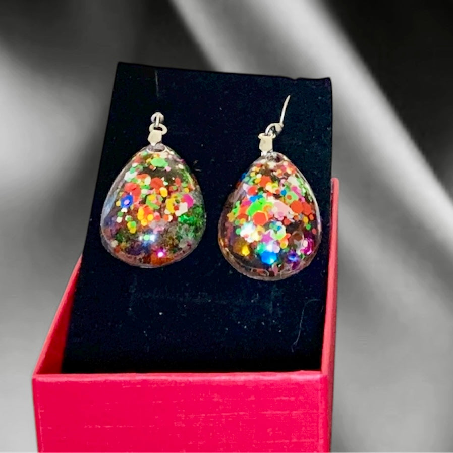 Confetti Teardrop Dangle Earrings
