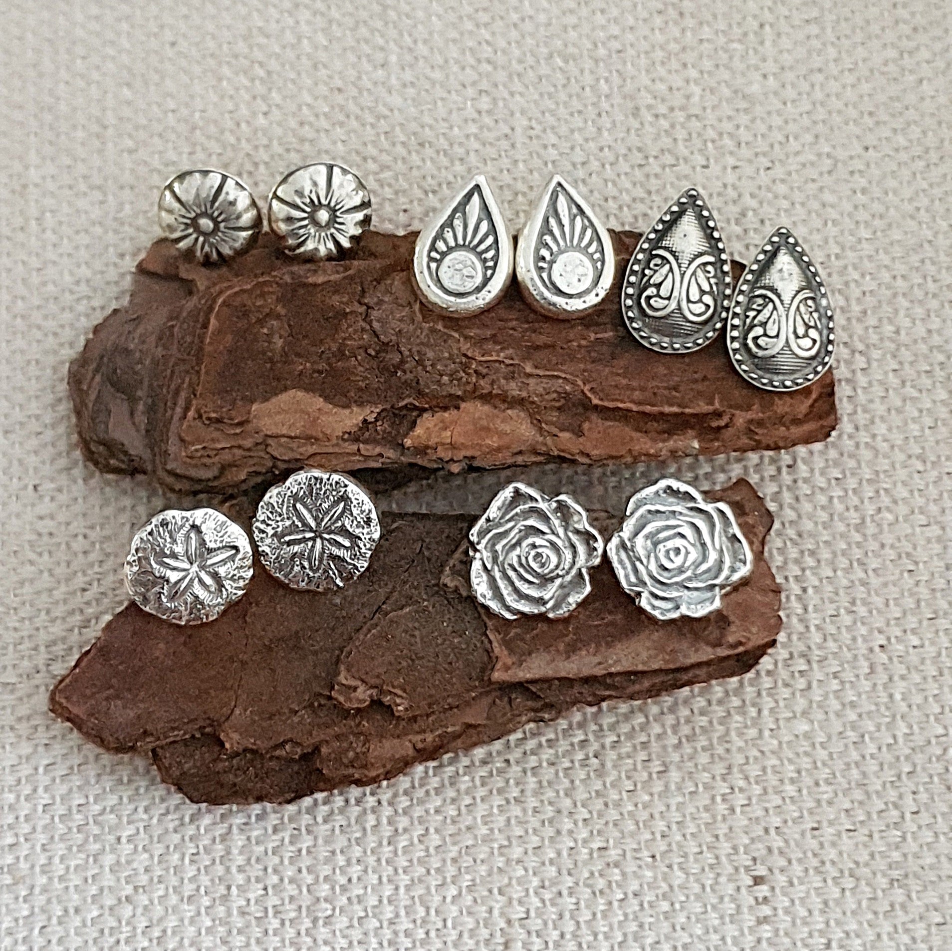 Recycled sterling silver studs - medium