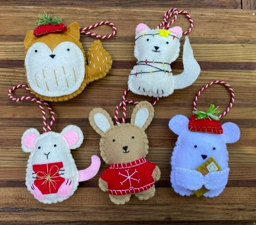 Christmas decorations - animal set of 5