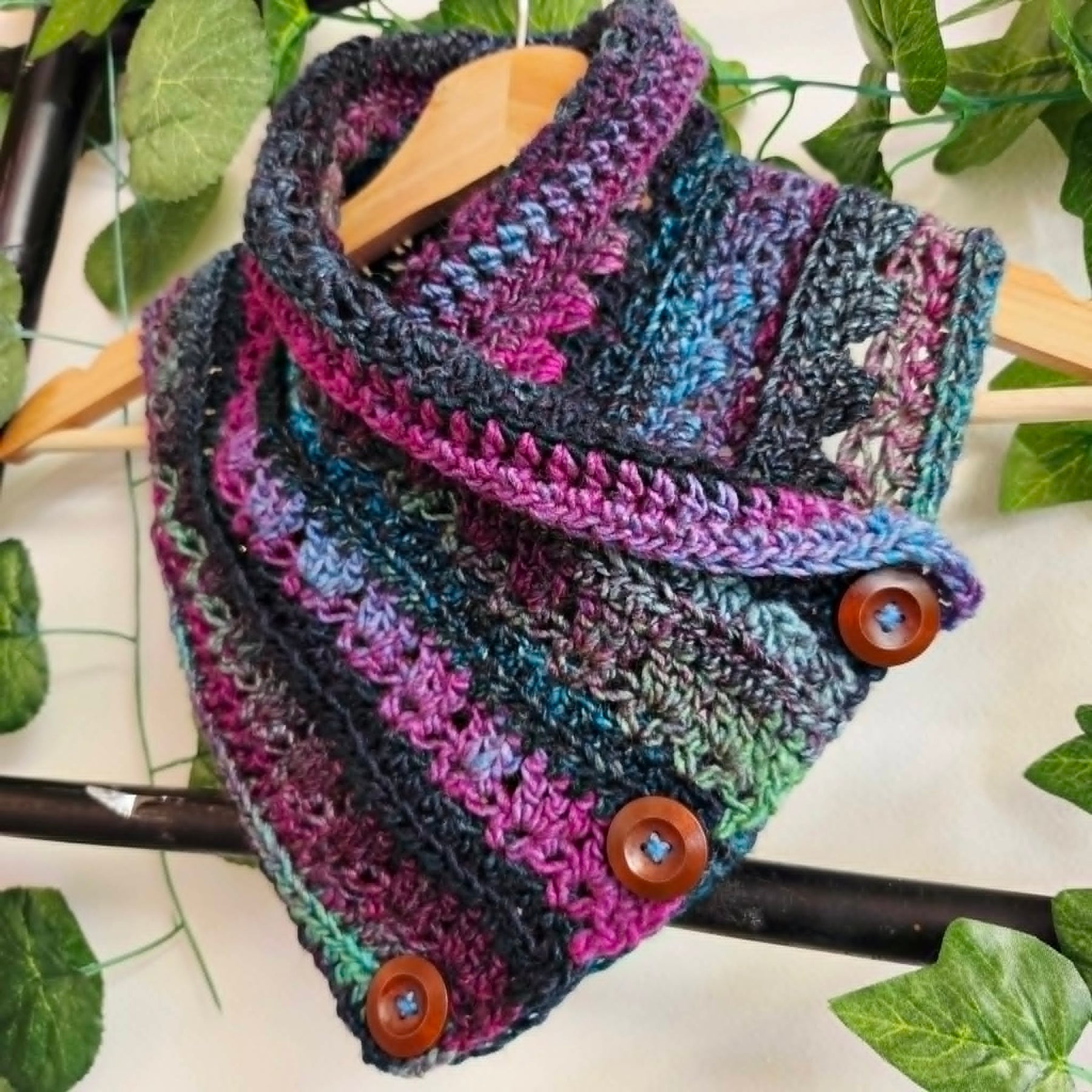 Handmade Crochet Neckwarmer | Pink | Green | Adult
