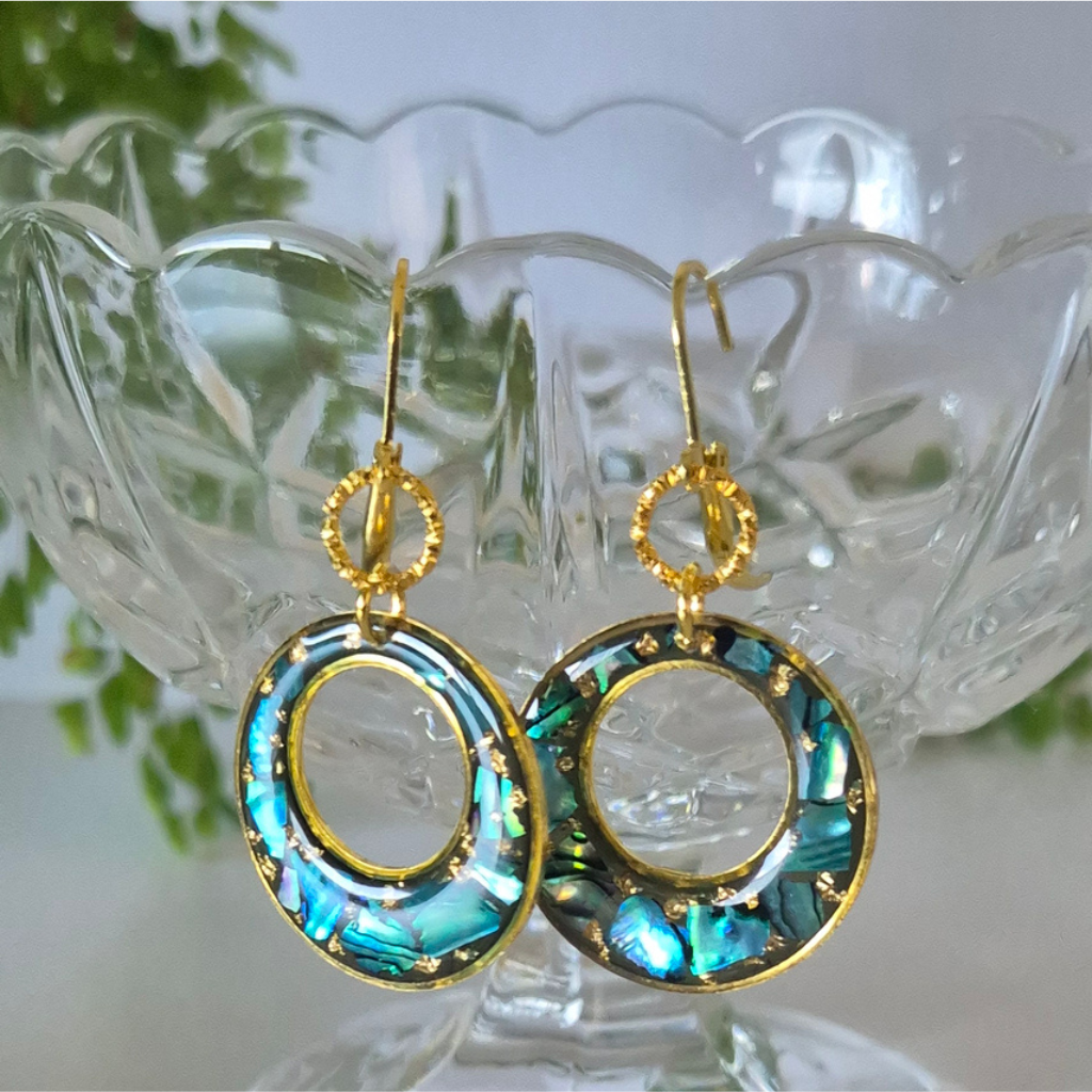 Handmade Abalone Shell Hoop Earrings