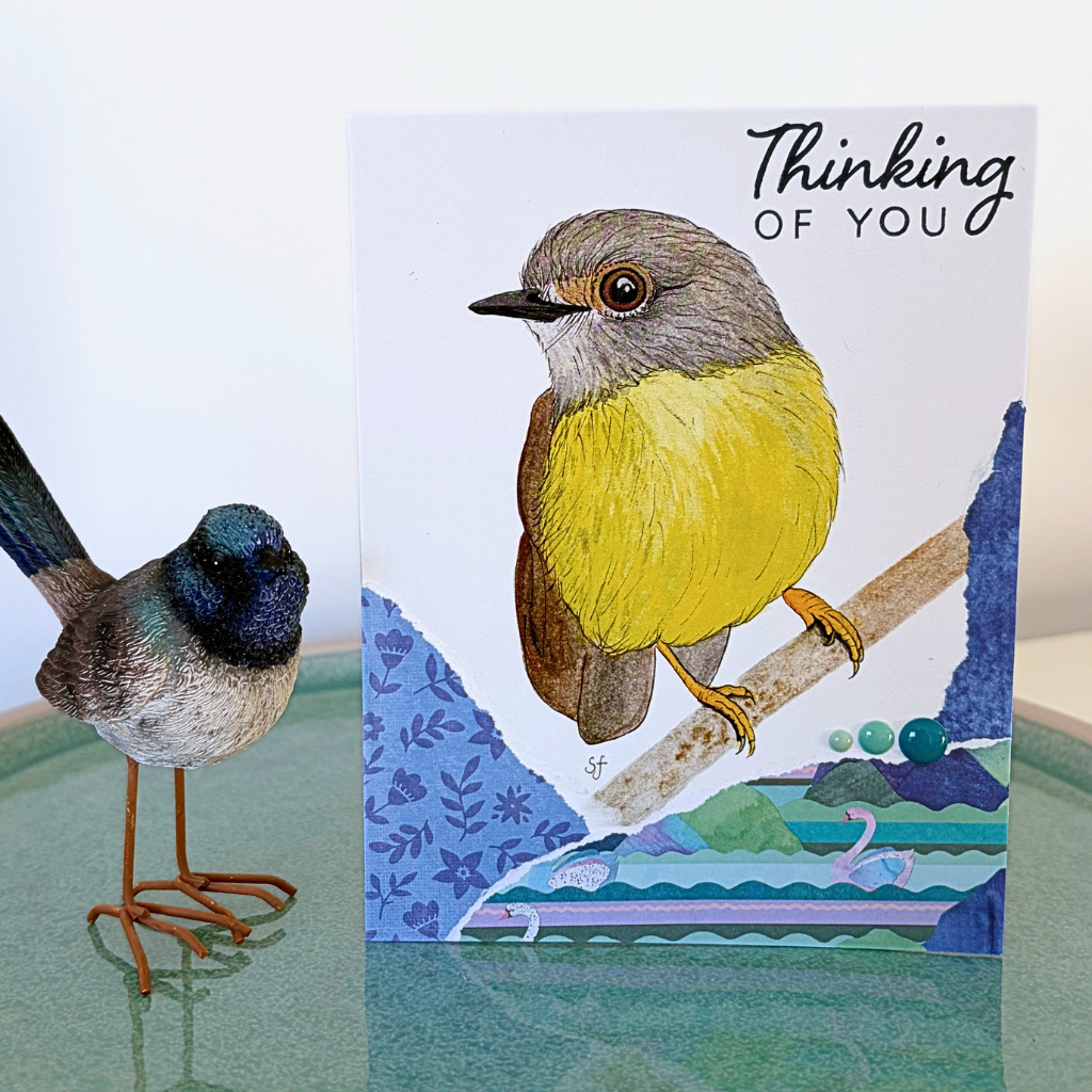 (Yellow robin "Thinking of you" card