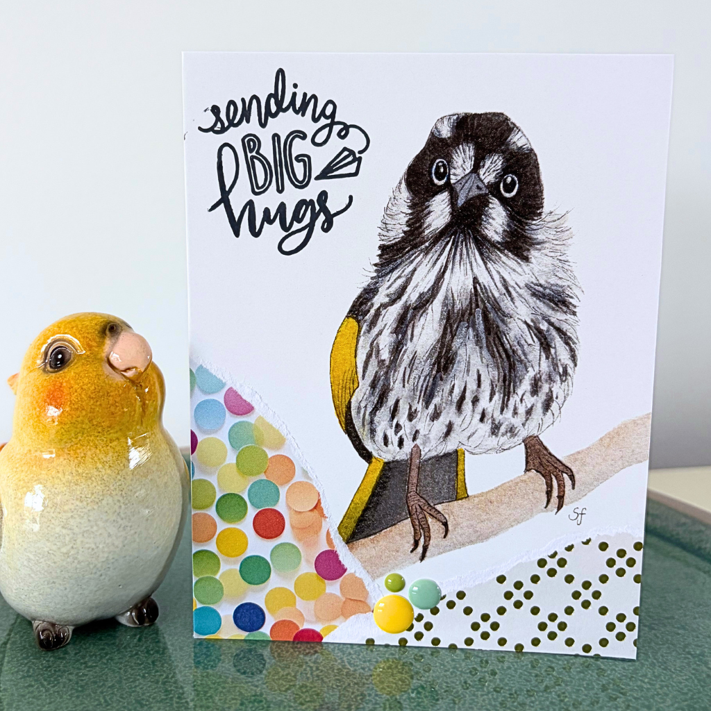 New Holland honeyeater "Sending big hugs" card