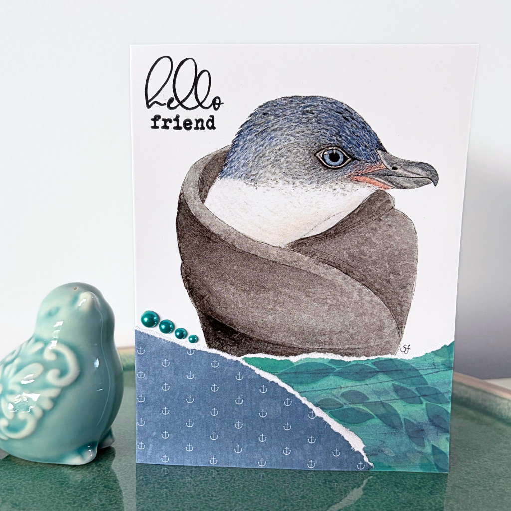 Little penguin "Hello friend" card