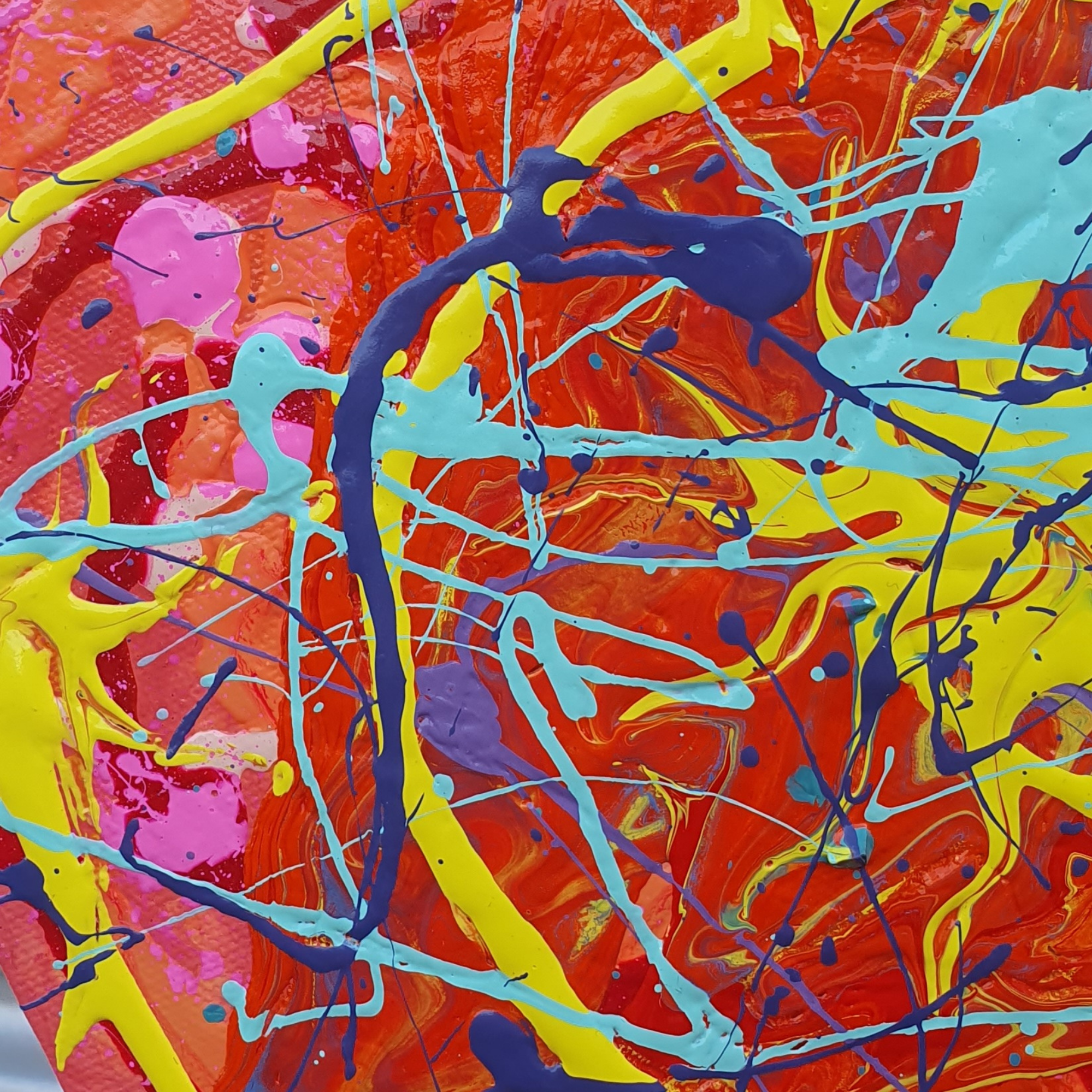 Solar Flare. Original Abstract, Hexagon Acrylic Canvas Painting.