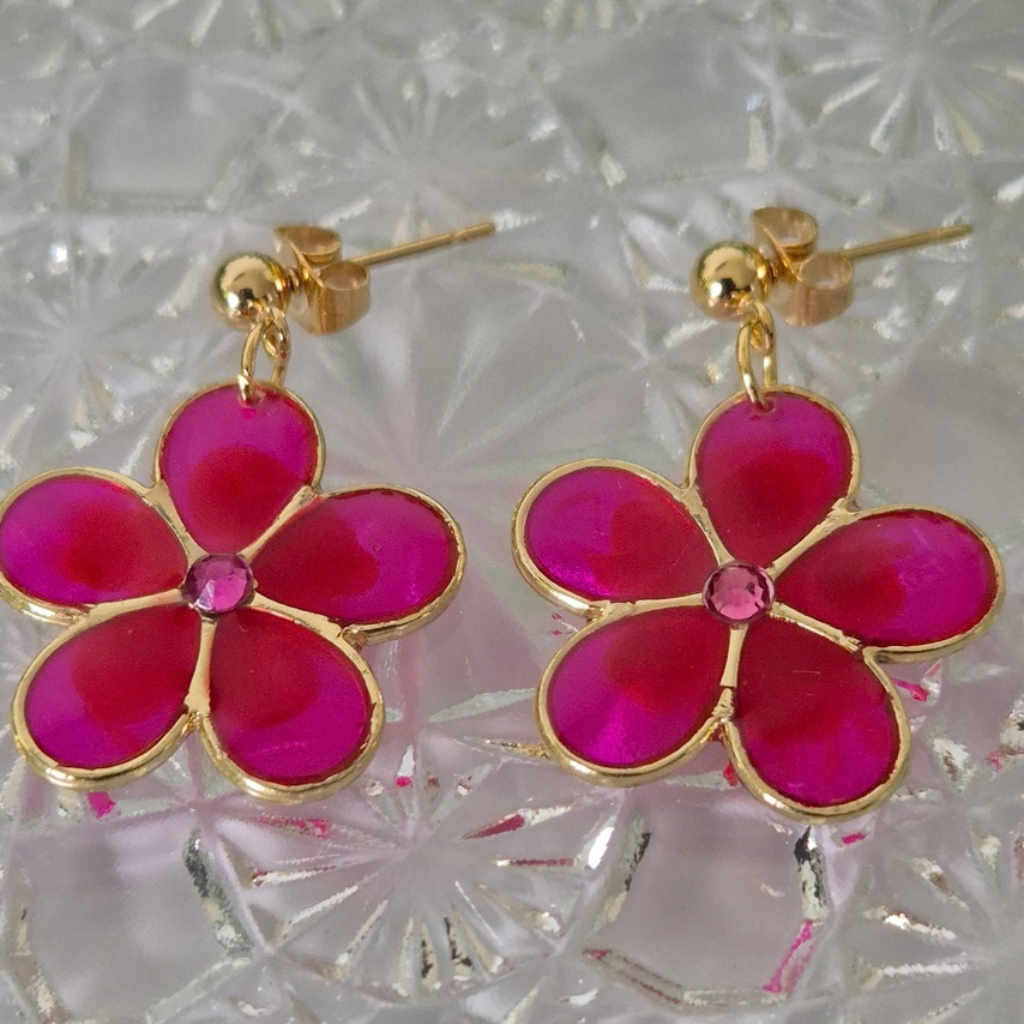 Resin Flower Dangle Earrings