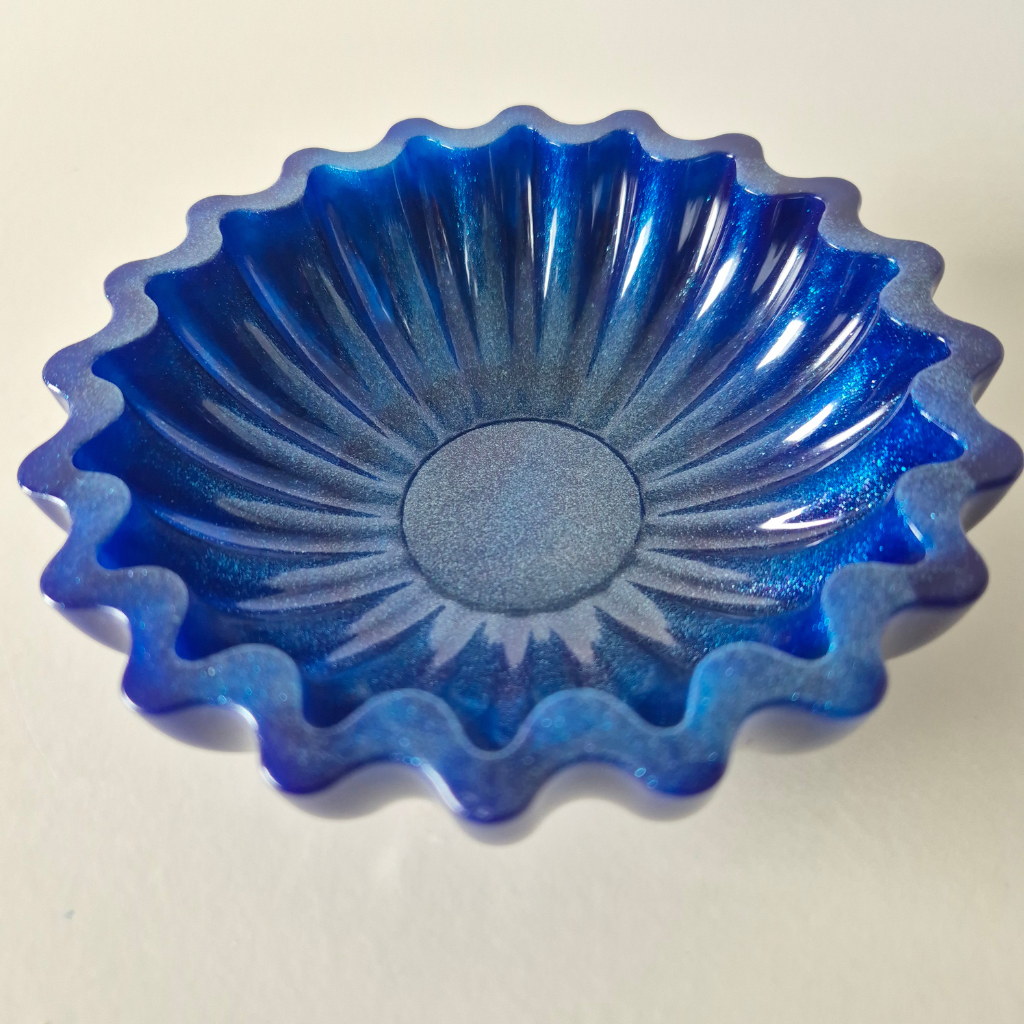 Cobalt Blue Shimmer Fluted Trinket Bowl