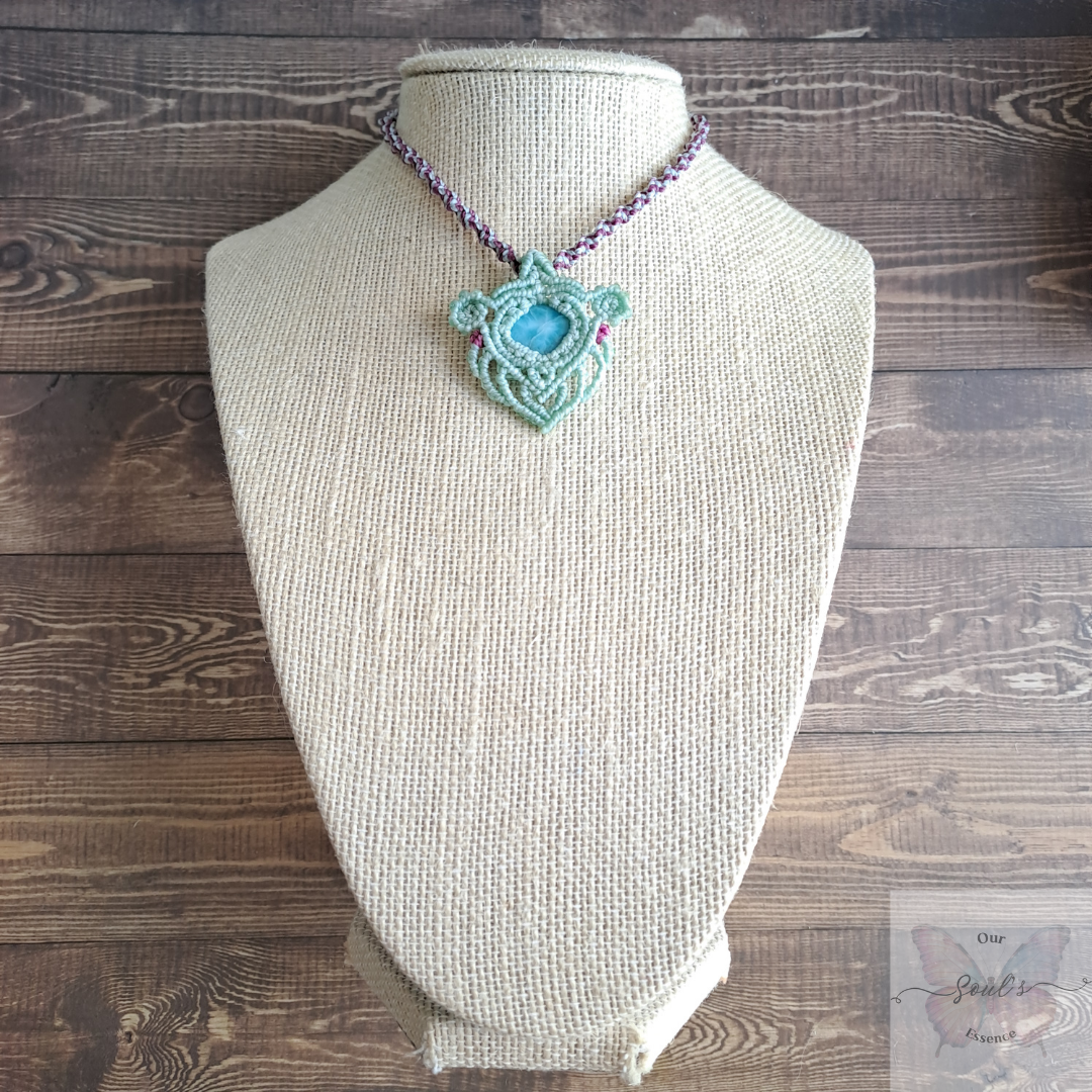 Larimar Micro Macramé Necklace