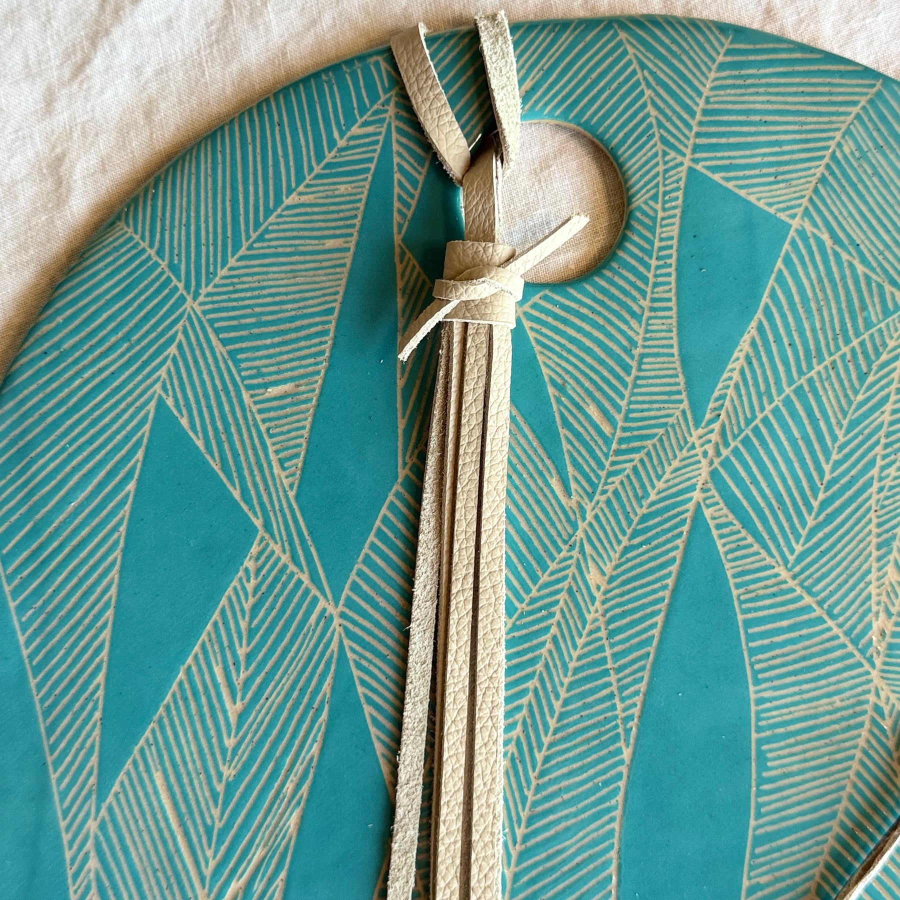 Handmade Ceramic Charcuterie Board | 31 cm | Optional Add On | Removable Leather Snap or Tassel