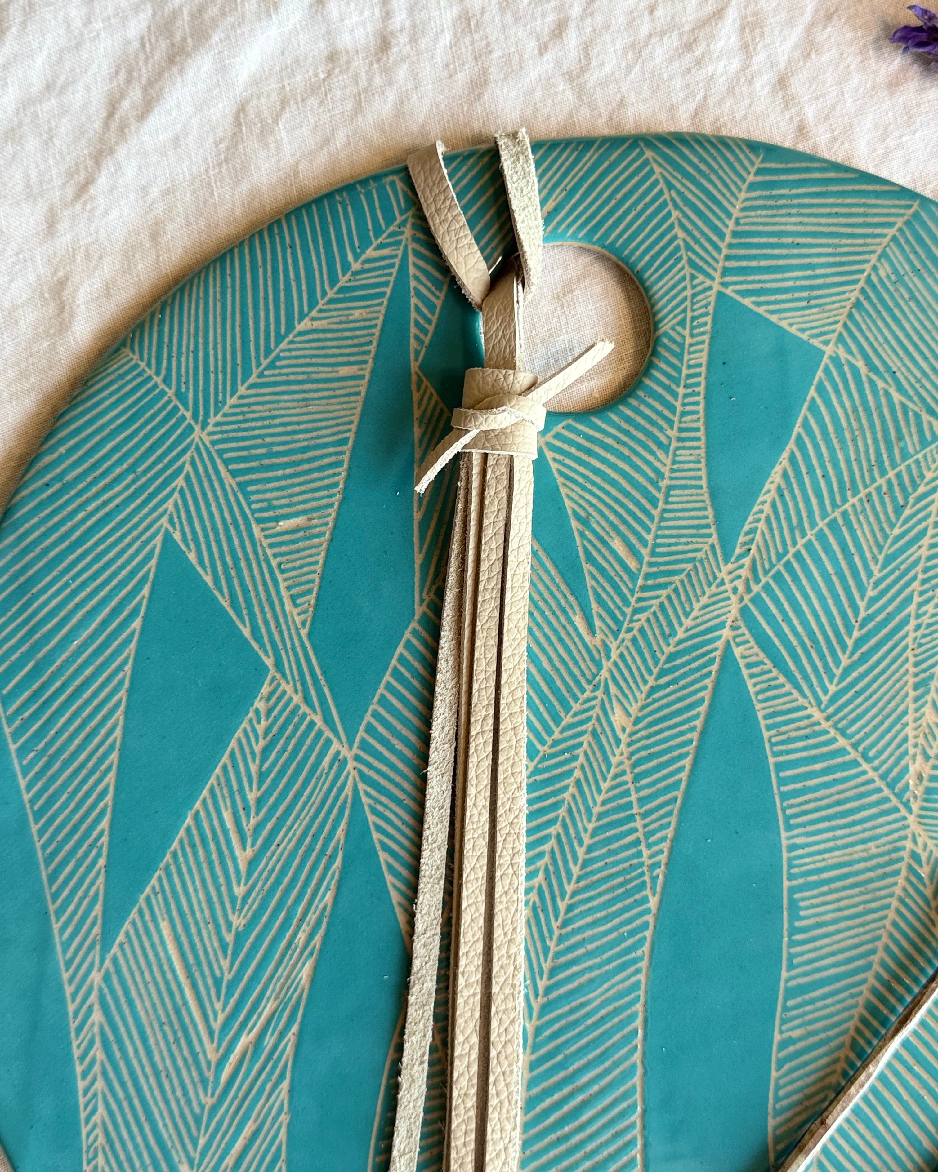 Handmade Ceramic Charcuterie Board | 31 cm | Optional Add On | Removable Leather Snap or Tassel