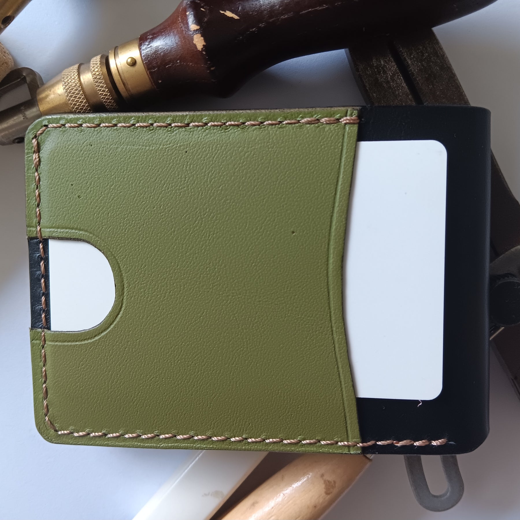 Men's Wallet Cardholder - Light Brown Stitching