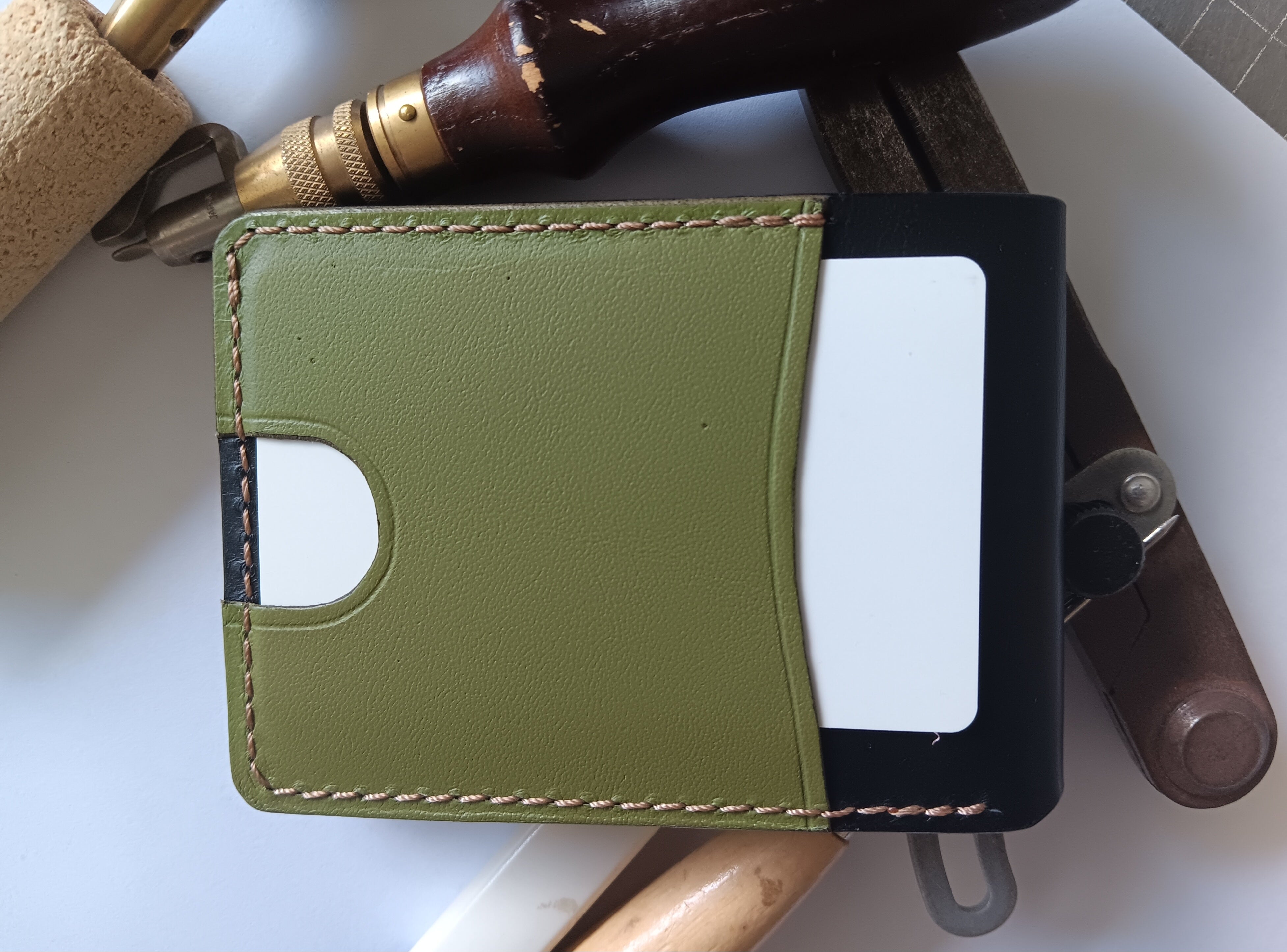 Men's Wallet Cardholder - Light Brown Stitching