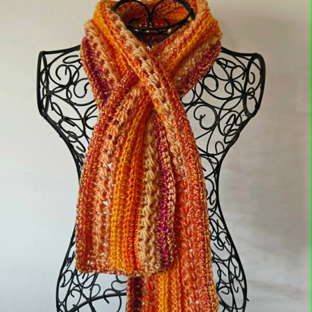 Crochet Keyhole Scarf | Handmade Adult Newckwarmer | Orange Tones