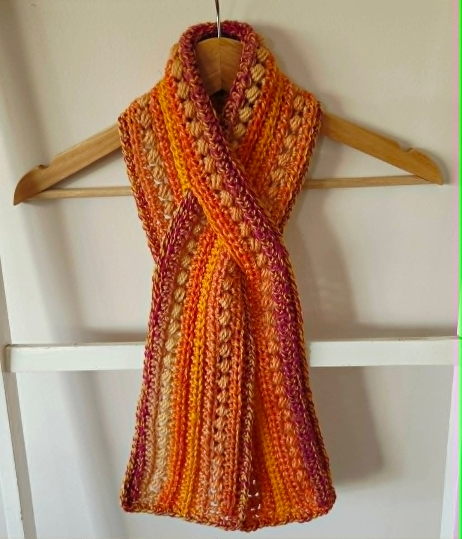 Crochet Keyhole Scarf | Handmade Adult Newckwarmer | Orange Tones