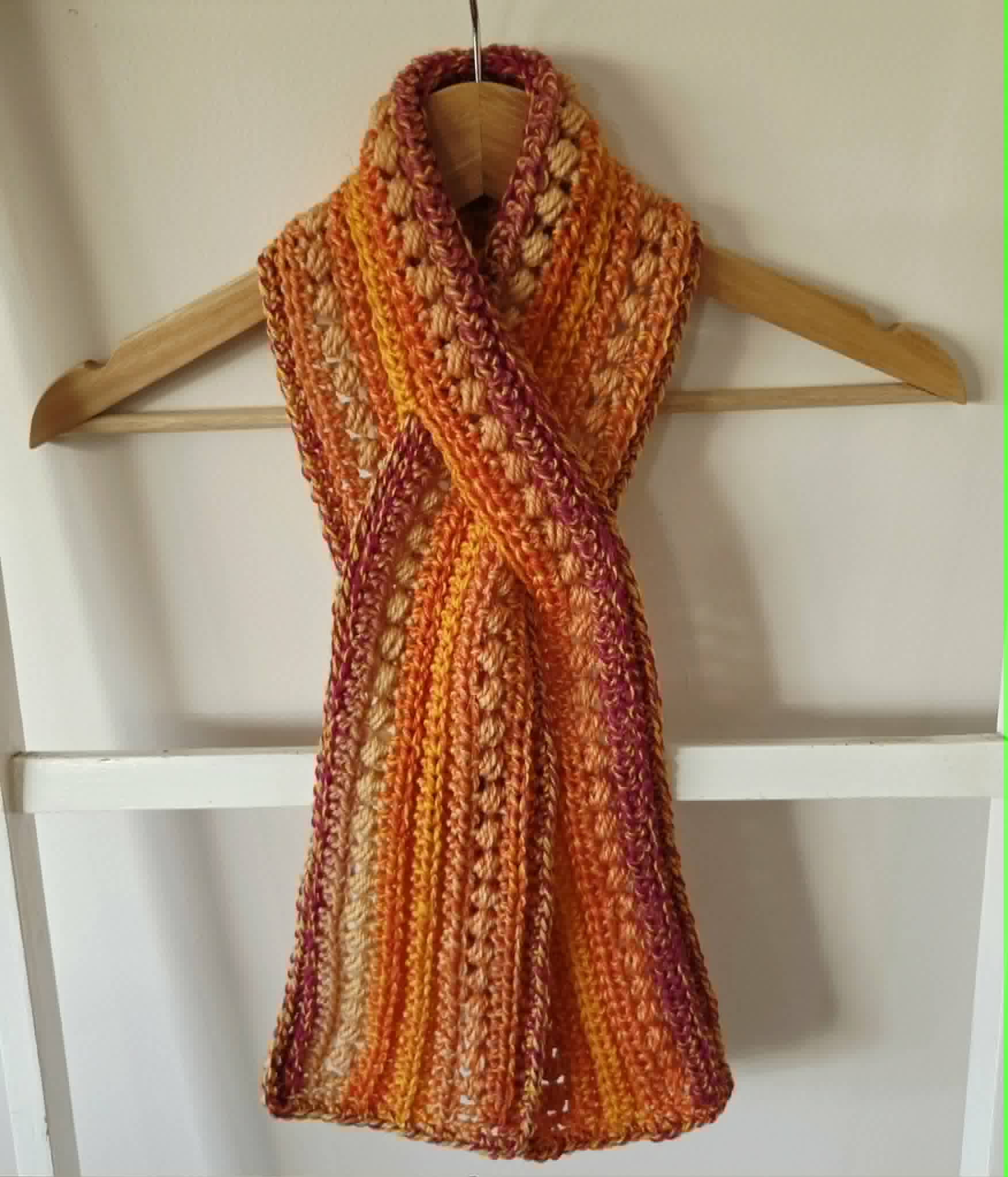 Crochet Keyhole Scarf | Handmade Adult Newckwarmer | Orange Tones