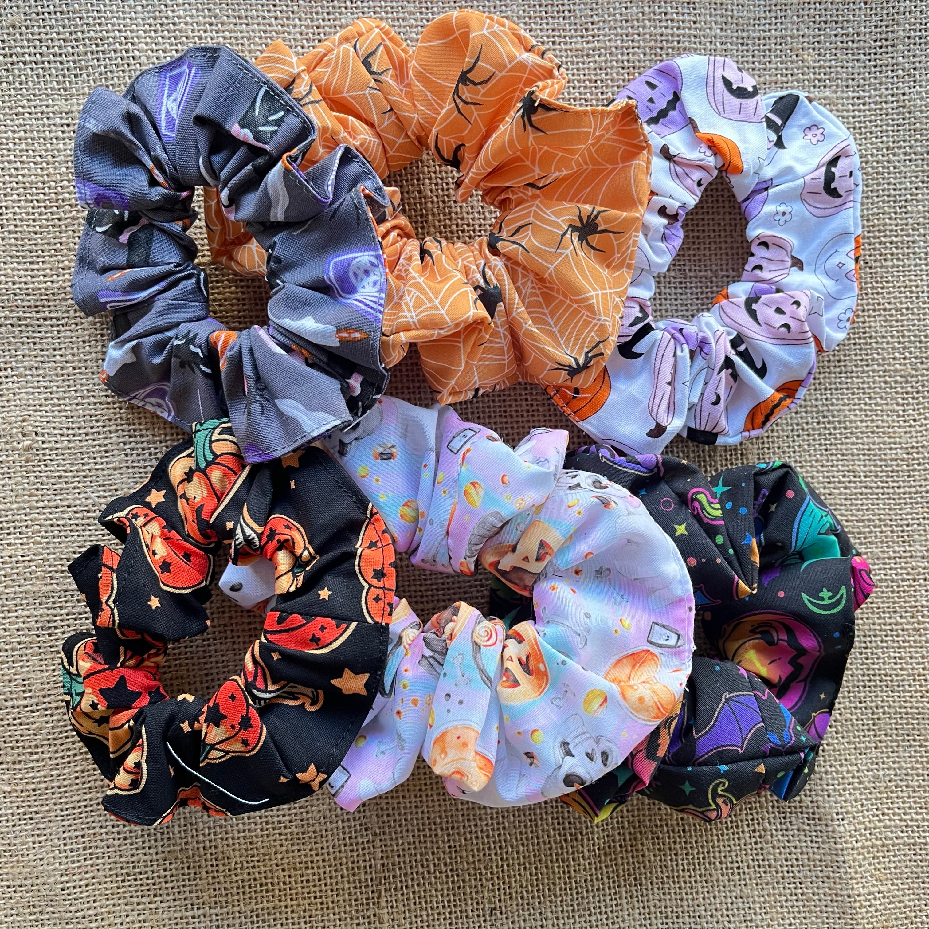 Handmade Halloween Scrunchies | pack of 6 | Spooky and Stylish