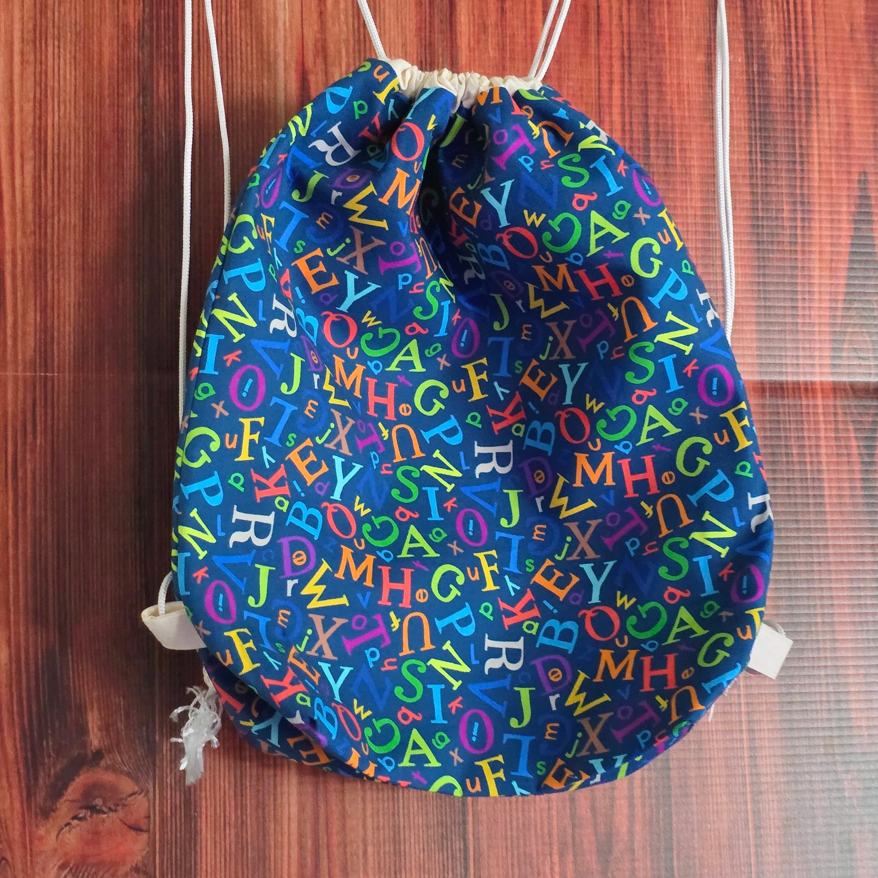 Handmade | Drawstring | Alphabet | Library Bag| Backpack |