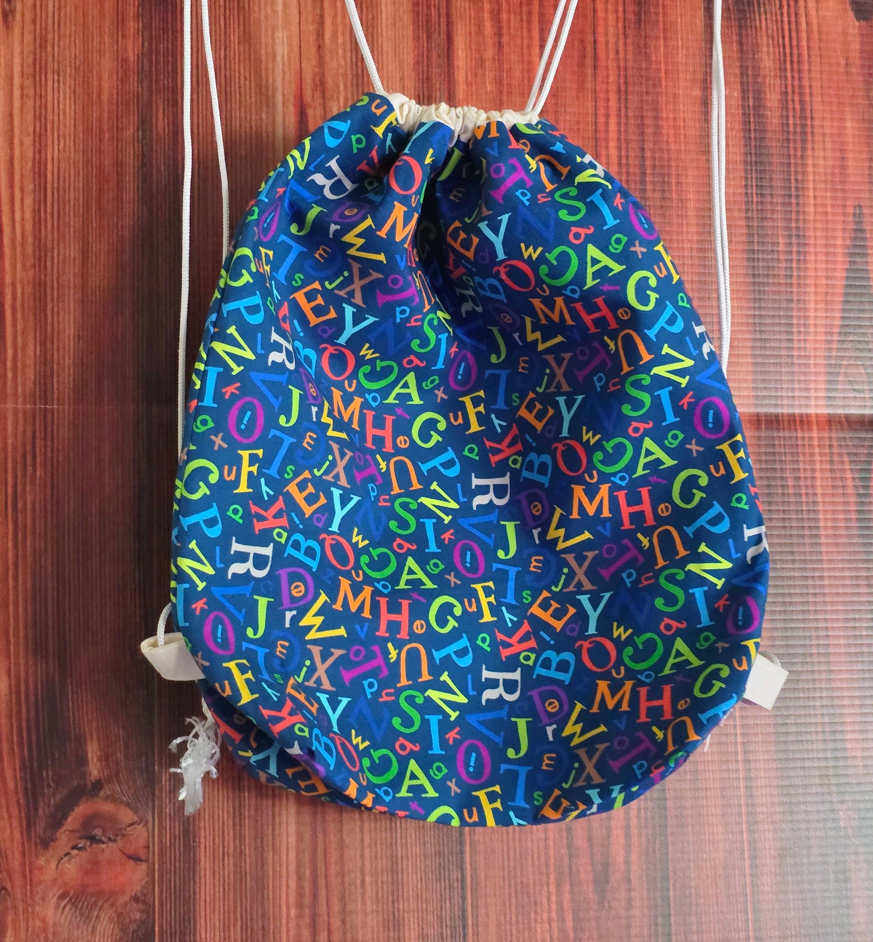 Handmade | Drawstring | Alphabet | Library Bag| Backpack |