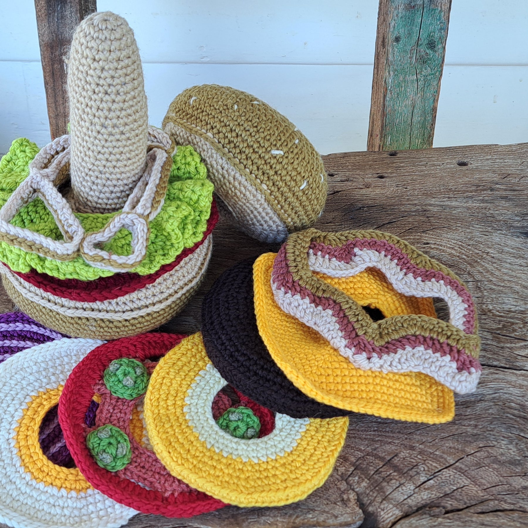 Hamburger- crochet toy for imaginative play