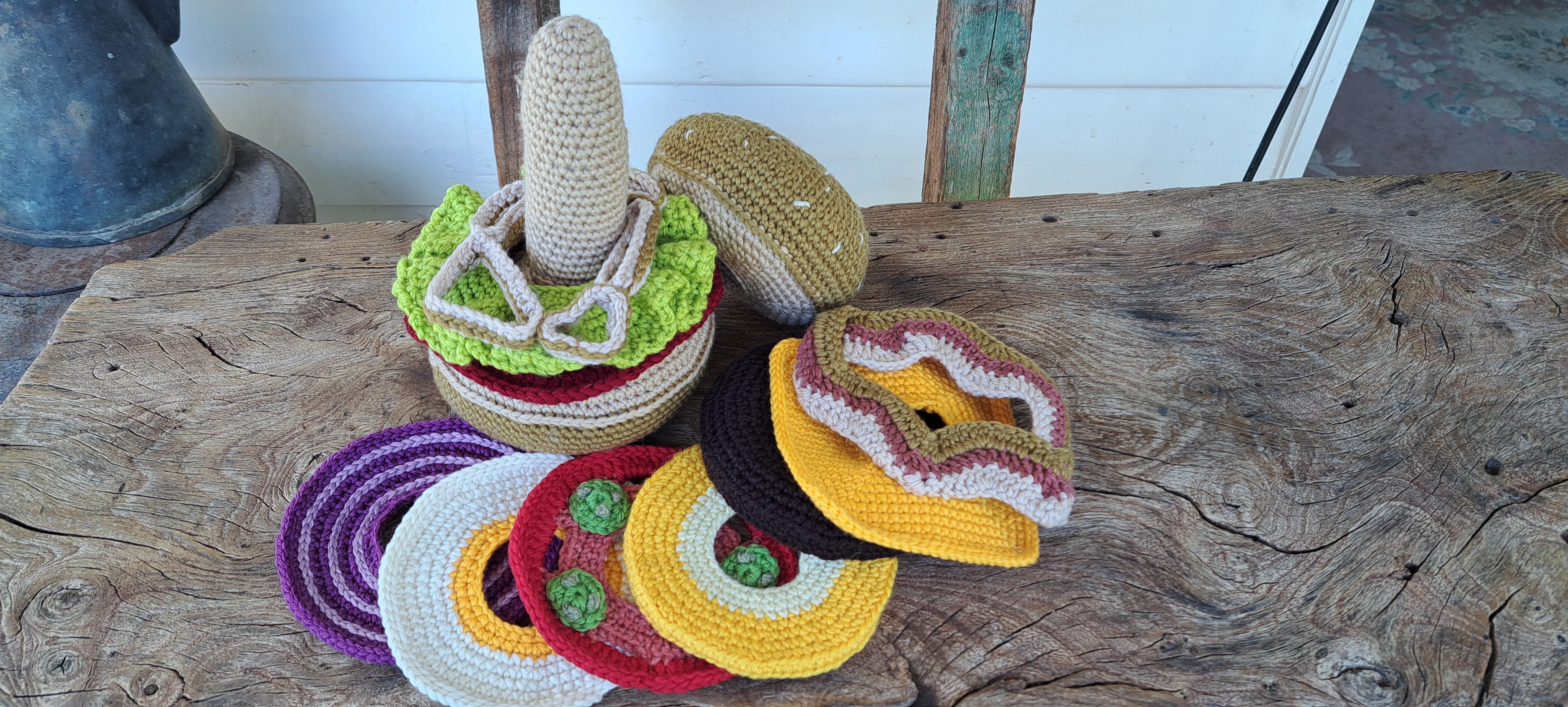 Hamburger- crochet toy for imaginative play