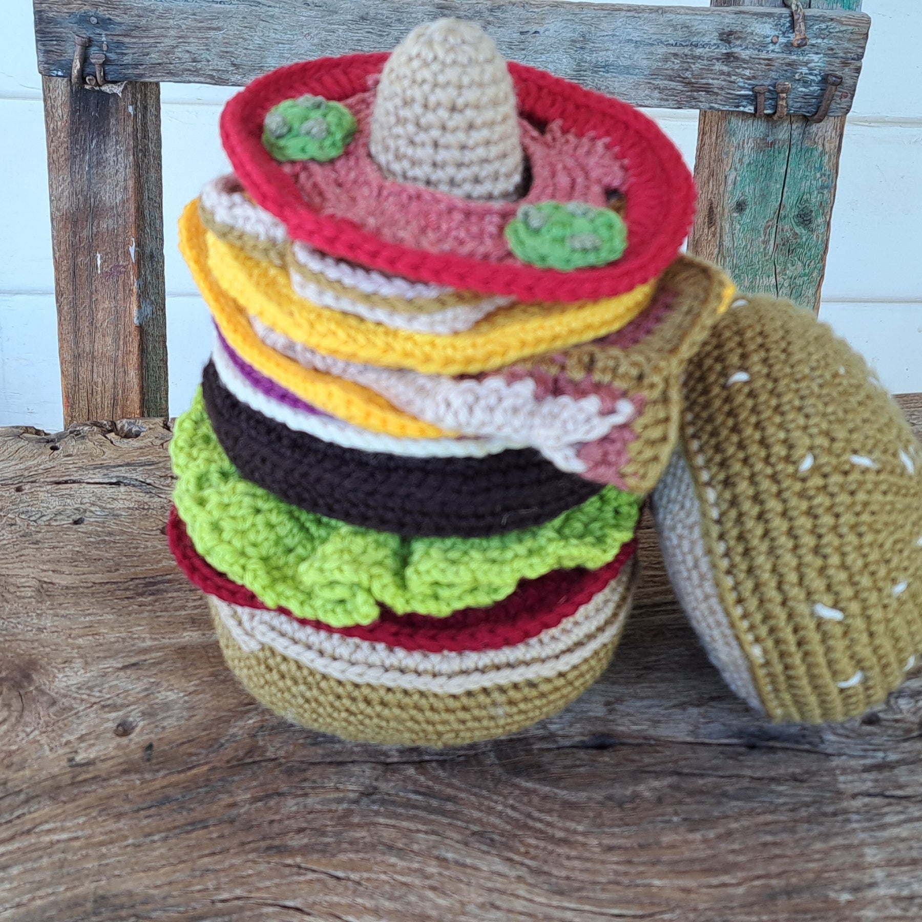 Hamburger- crochet toy for imaginative play