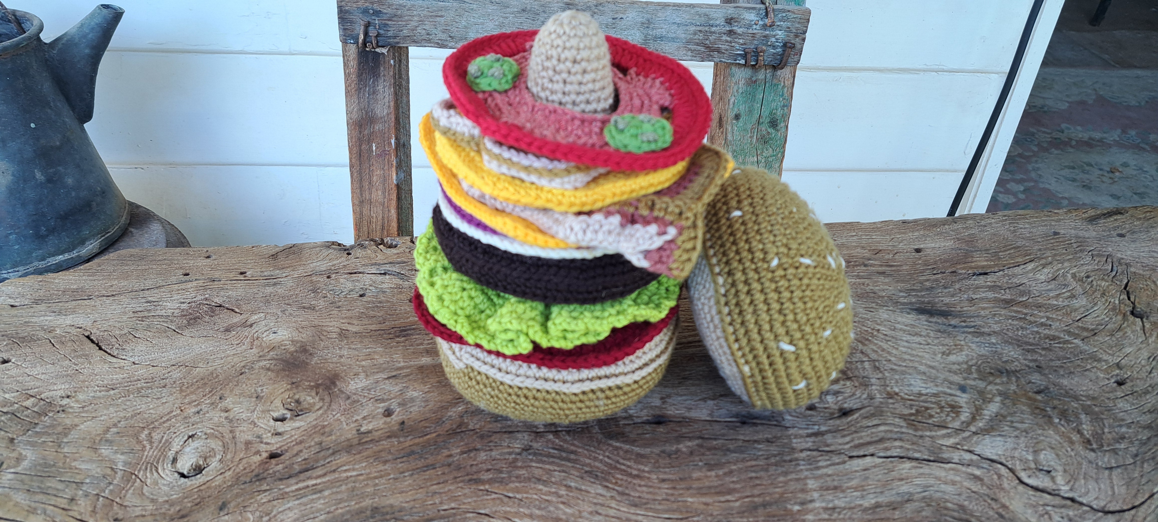 Hamburger- crochet toy for imaginative play