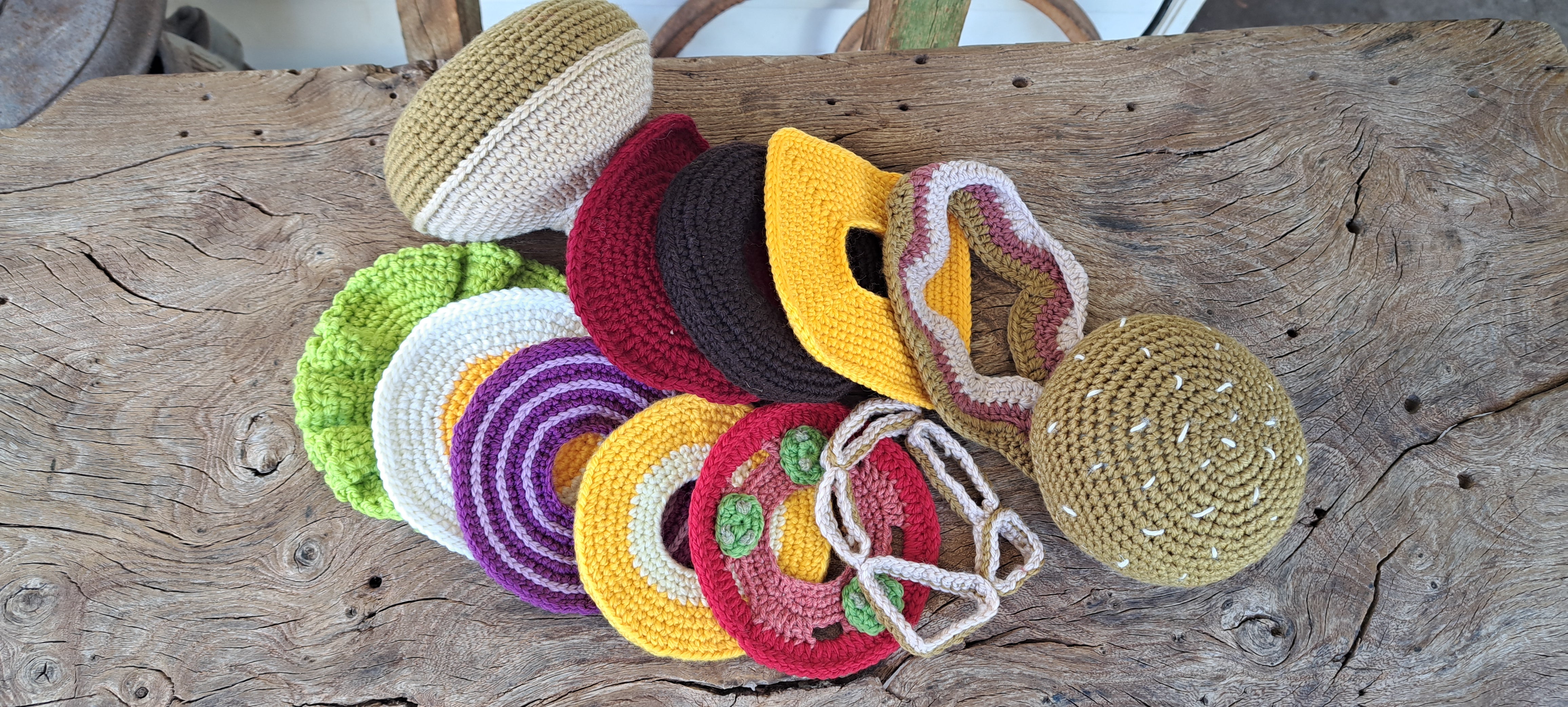 Hamburger- crochet toy for imaginative play