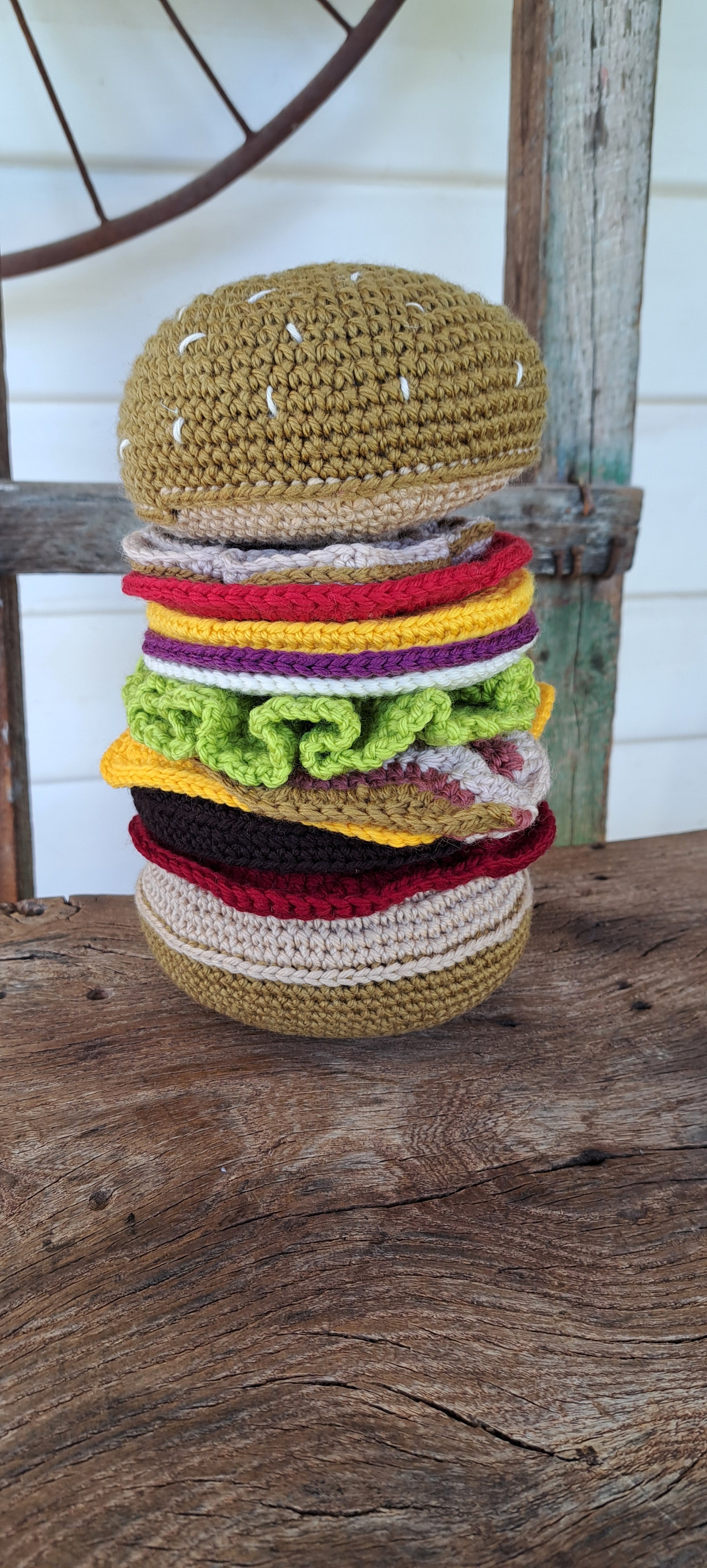 Hamburger- crochet toy for imaginative play