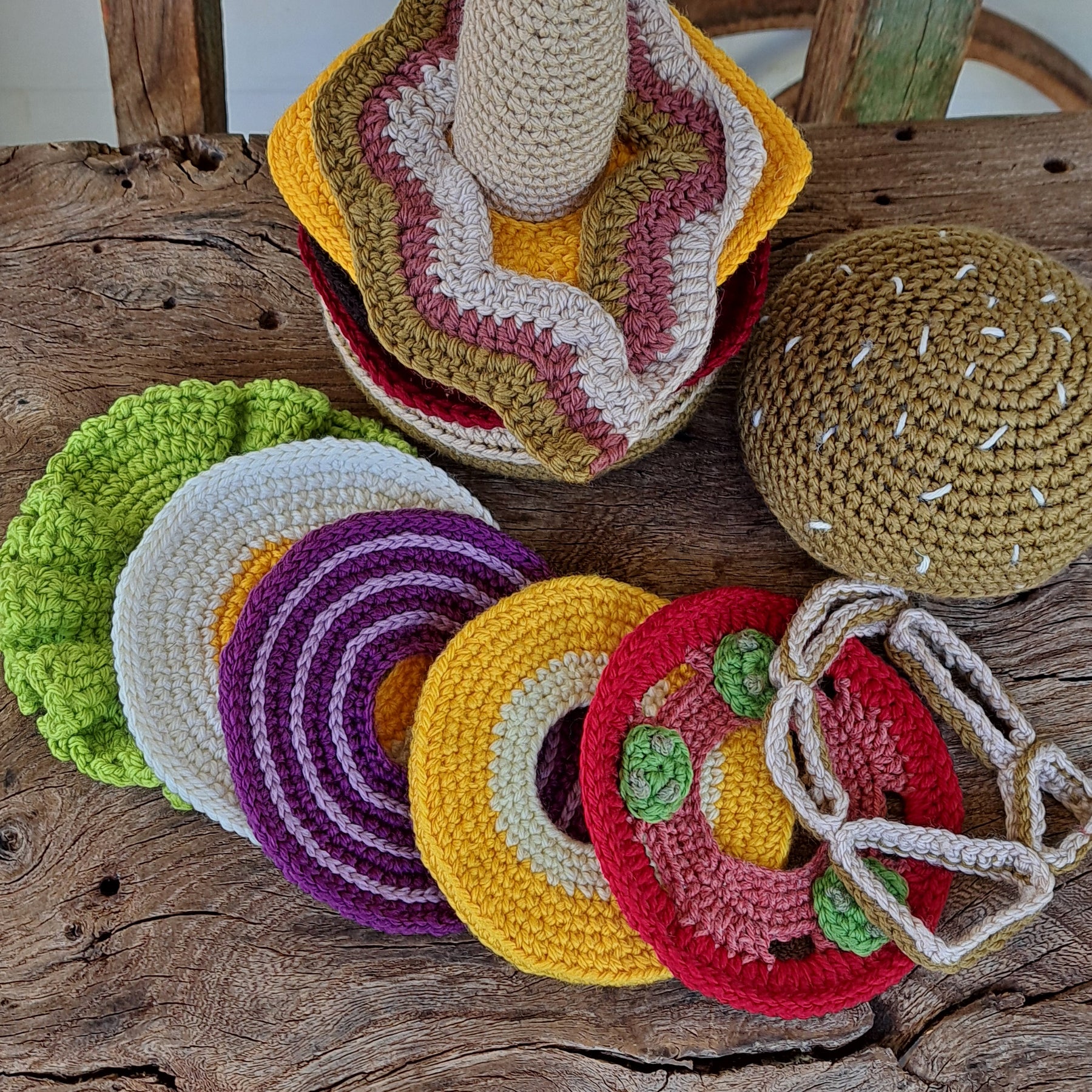 Hamburger- crochet toy for imaginative play