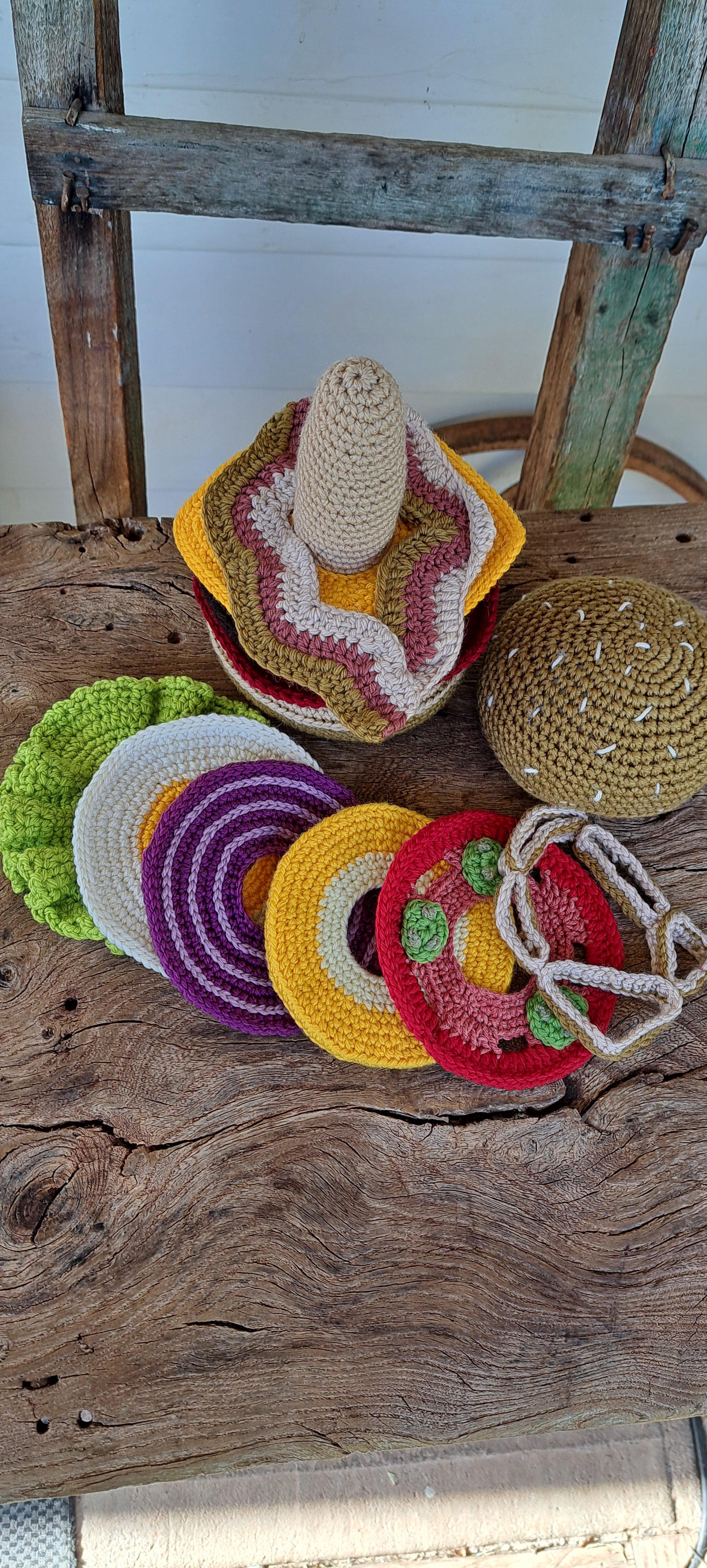 Hamburger- crochet toy for imaginative play