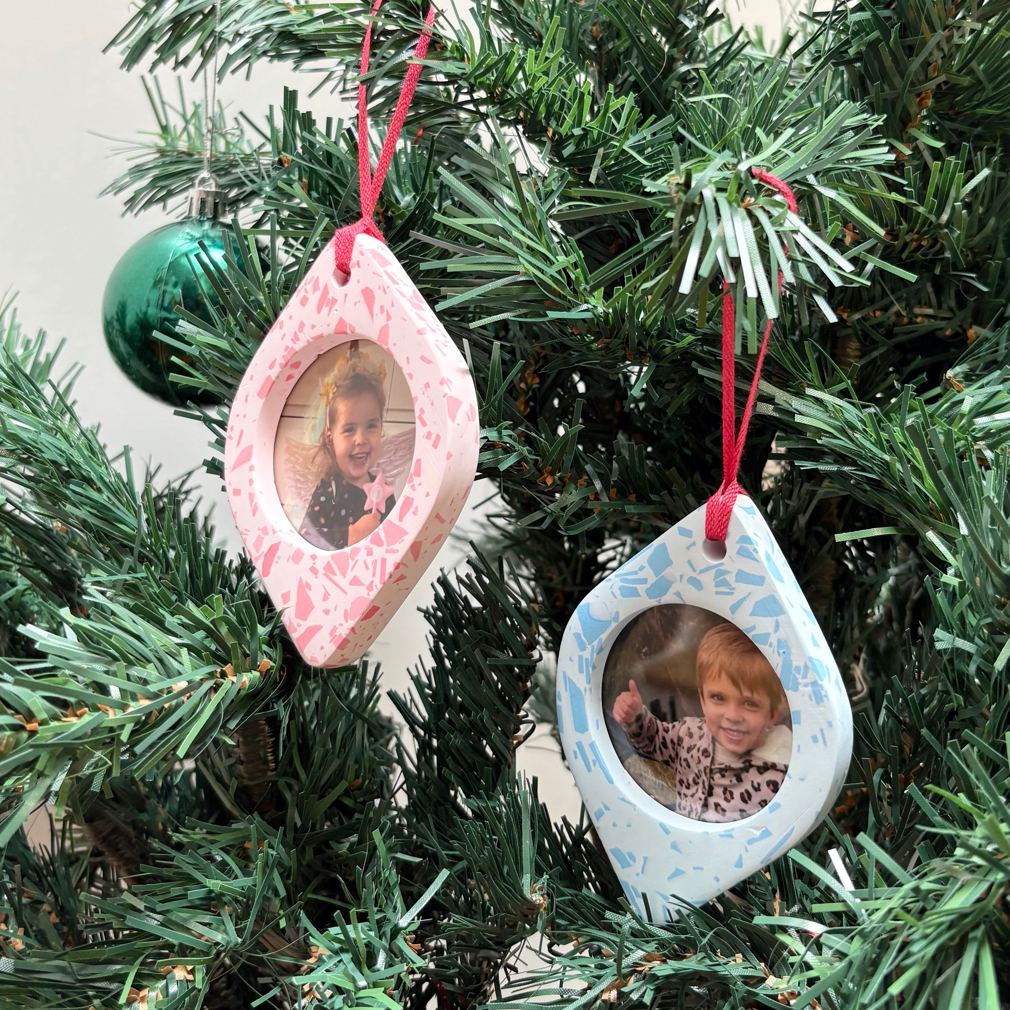 Terrazzo Christmas hanging ornament photo frames