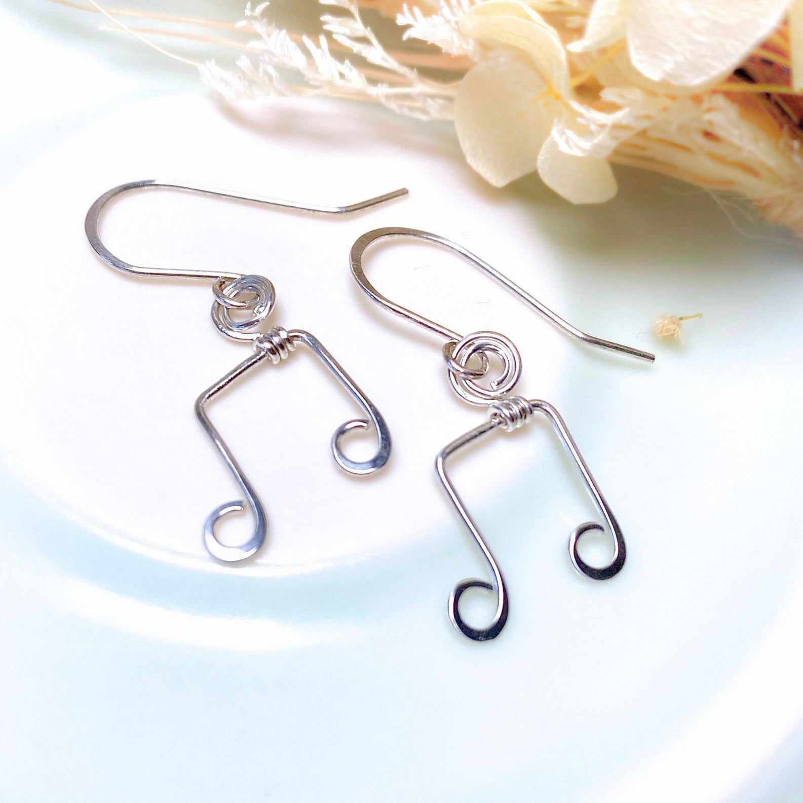 Double Quaver Music Note dangle earrings | Sterling Silver or Stainless Steel | Music lover gift