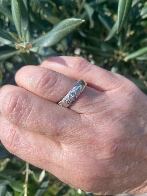 Beach Sand Sterling Silver Ring Size O1/2