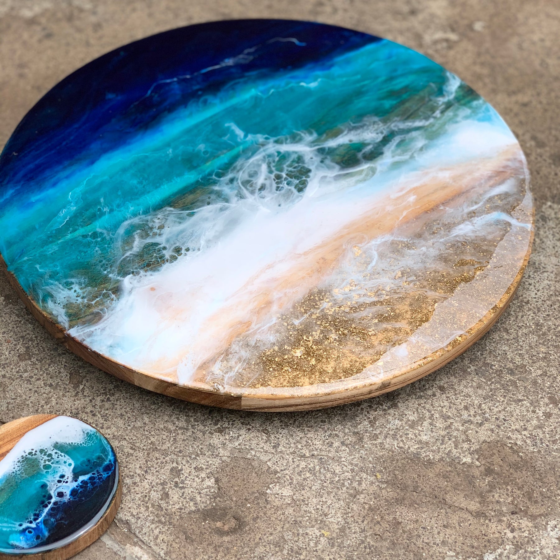 Beach Waves| Lazy Susan| serving board | surf board | Charcuterie Board