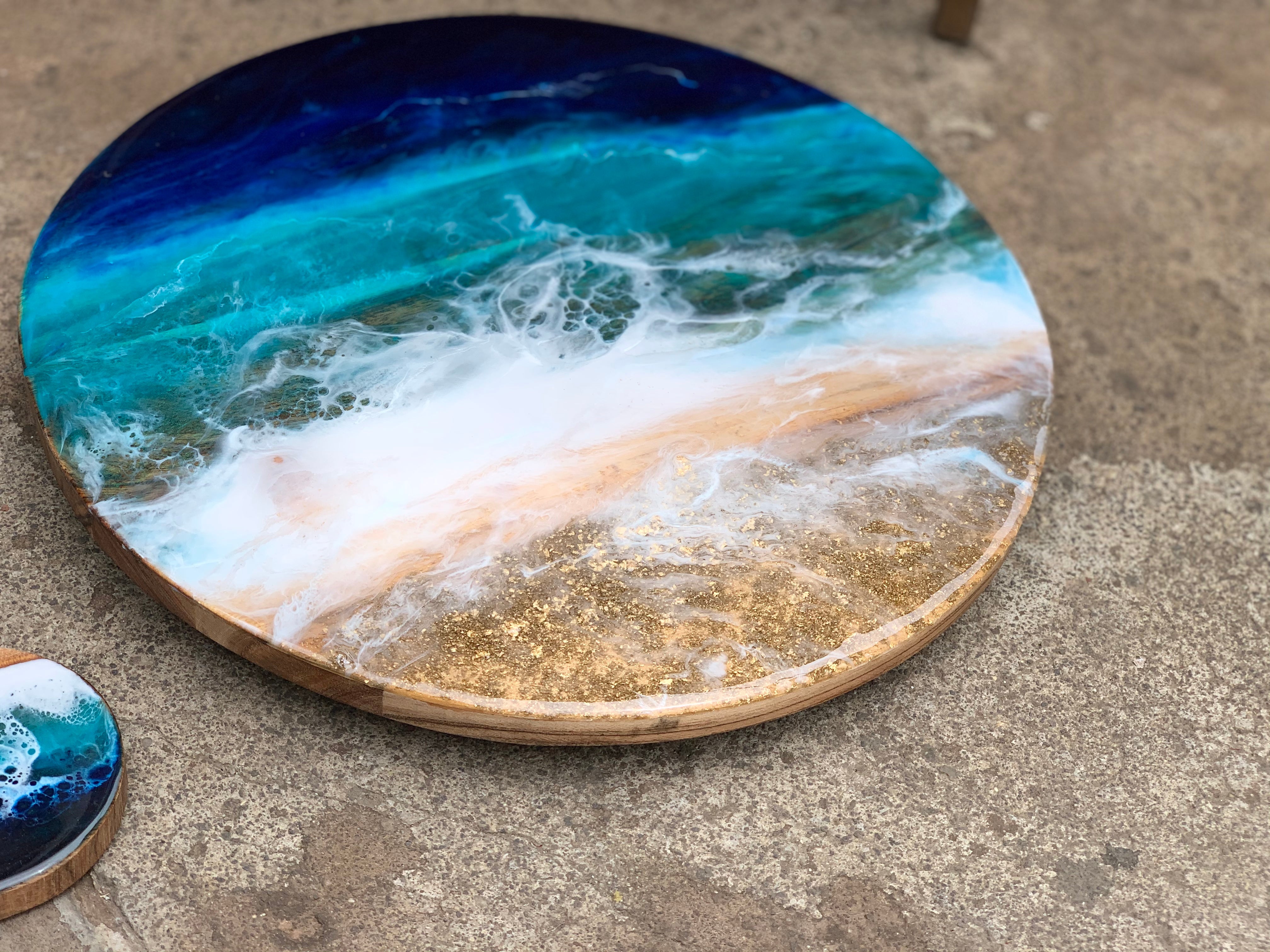 Beach Waves| Lazy Susan| serving board | surf board | Charcuterie Board | Christmas gift | gift | gift for her| waves | table decor |