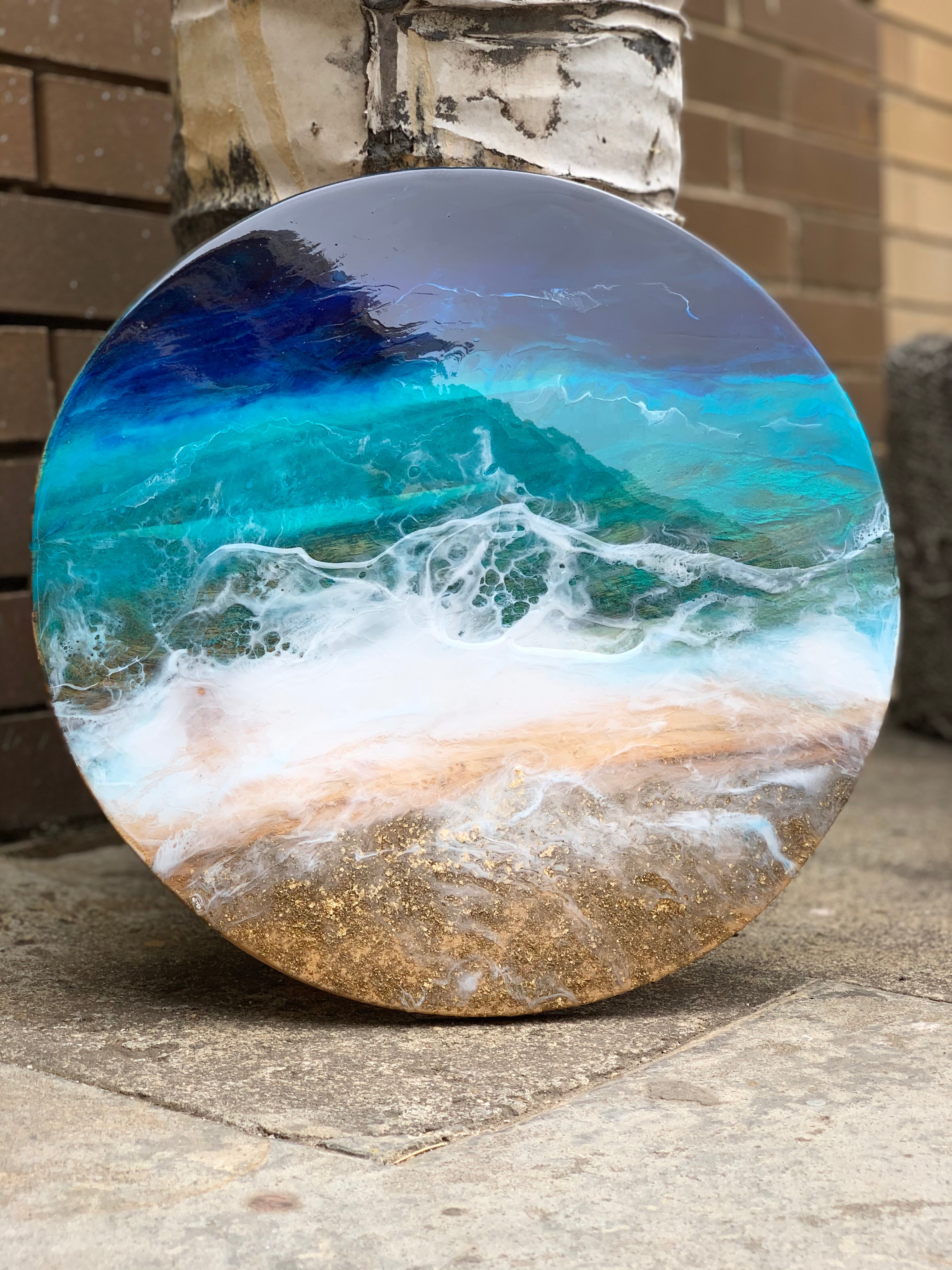 Beach Waves| Lazy Susan| serving board | surf board | Charcuterie Board | Christmas gift | gift | gift for her| waves | table decor |