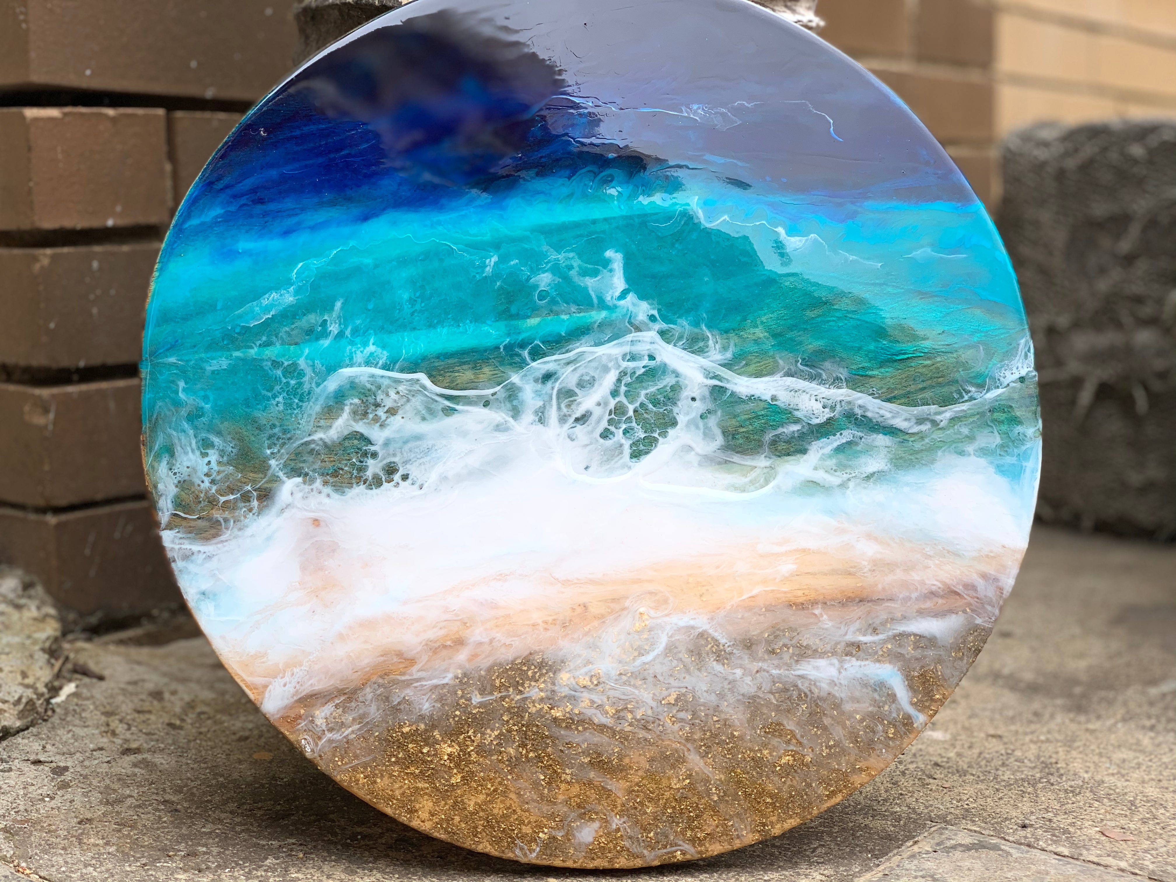 Beach Waves| Lazy Susan| serving board | surf board | Charcuterie Board | Christmas gift | gift | gift for her| waves | table decor |