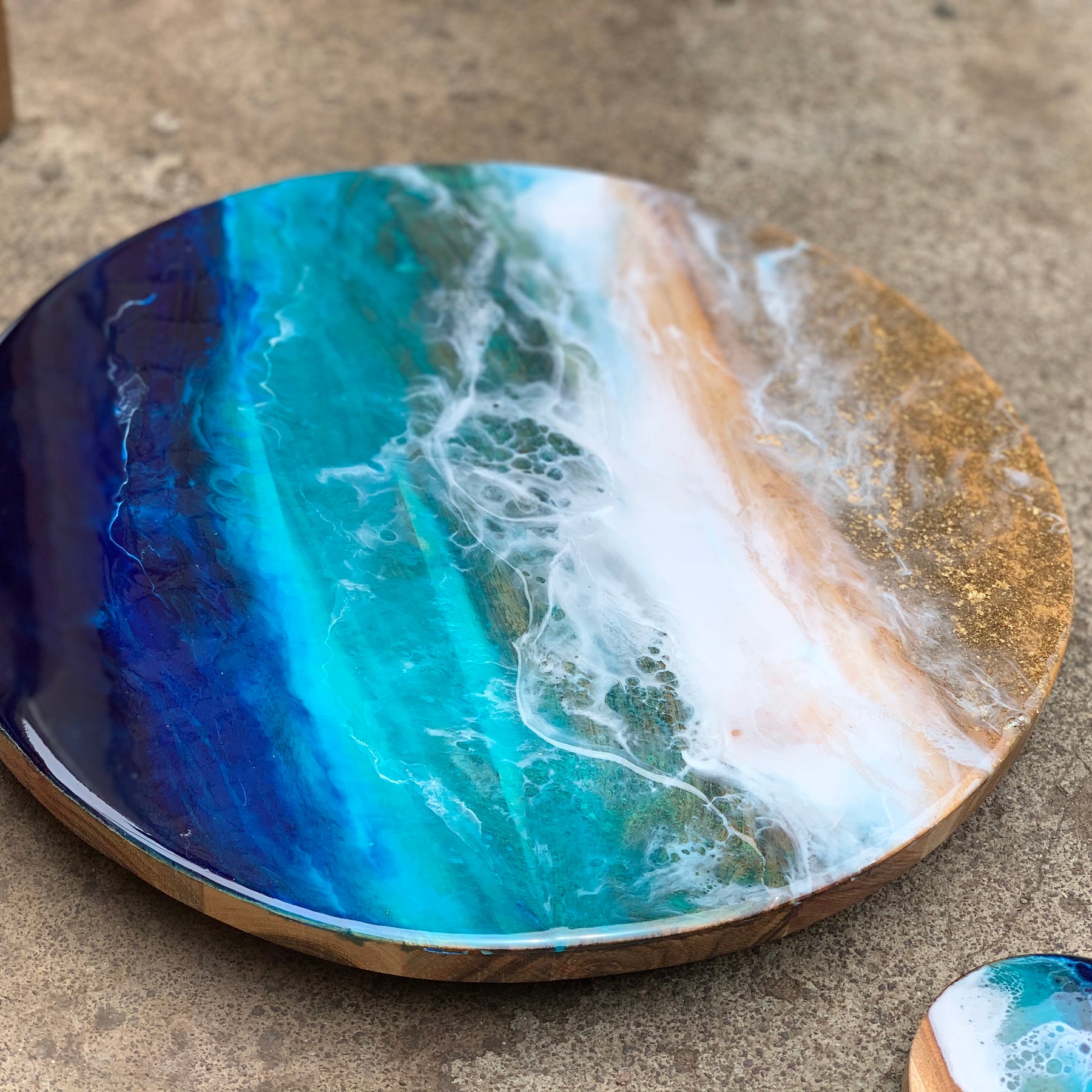 Beach Waves| Lazy Susan| serving board | surf board | Charcuterie Board