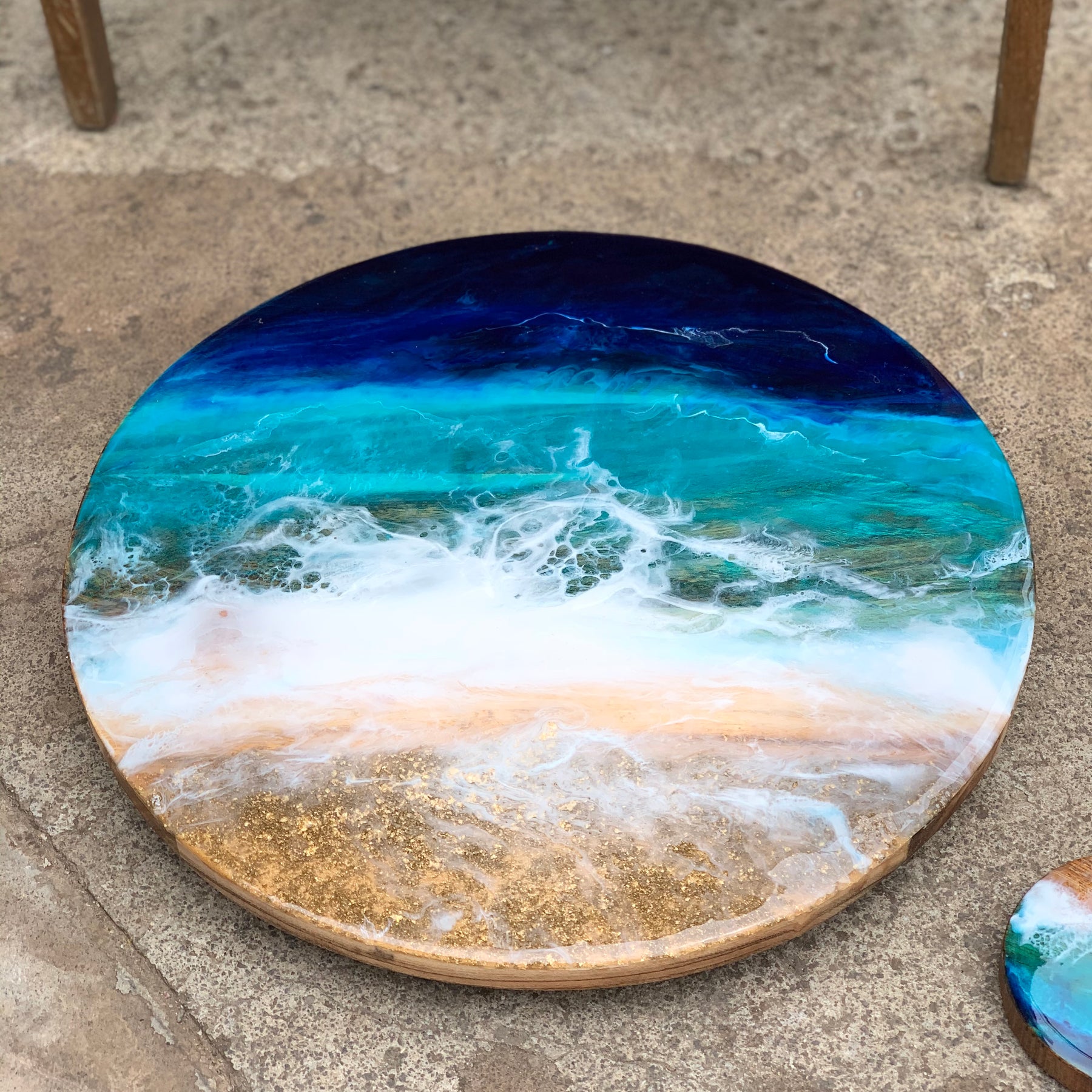Beach Waves| Lazy Susan| serving board | surf board | Charcuterie Board
