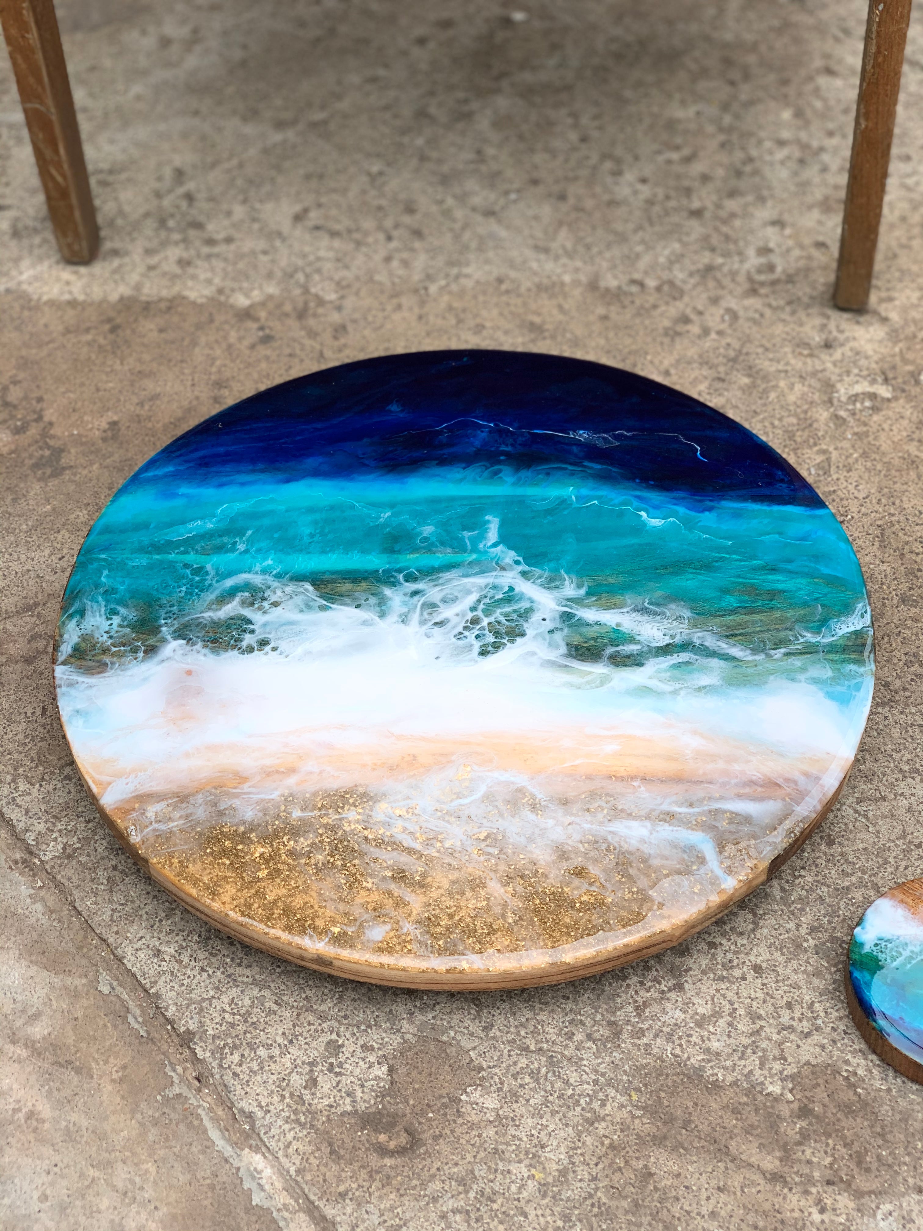 Beach Waves| Lazy Susan| serving board | surf board | Charcuterie Board | Christmas gift | gift | gift for her| waves | table decor |